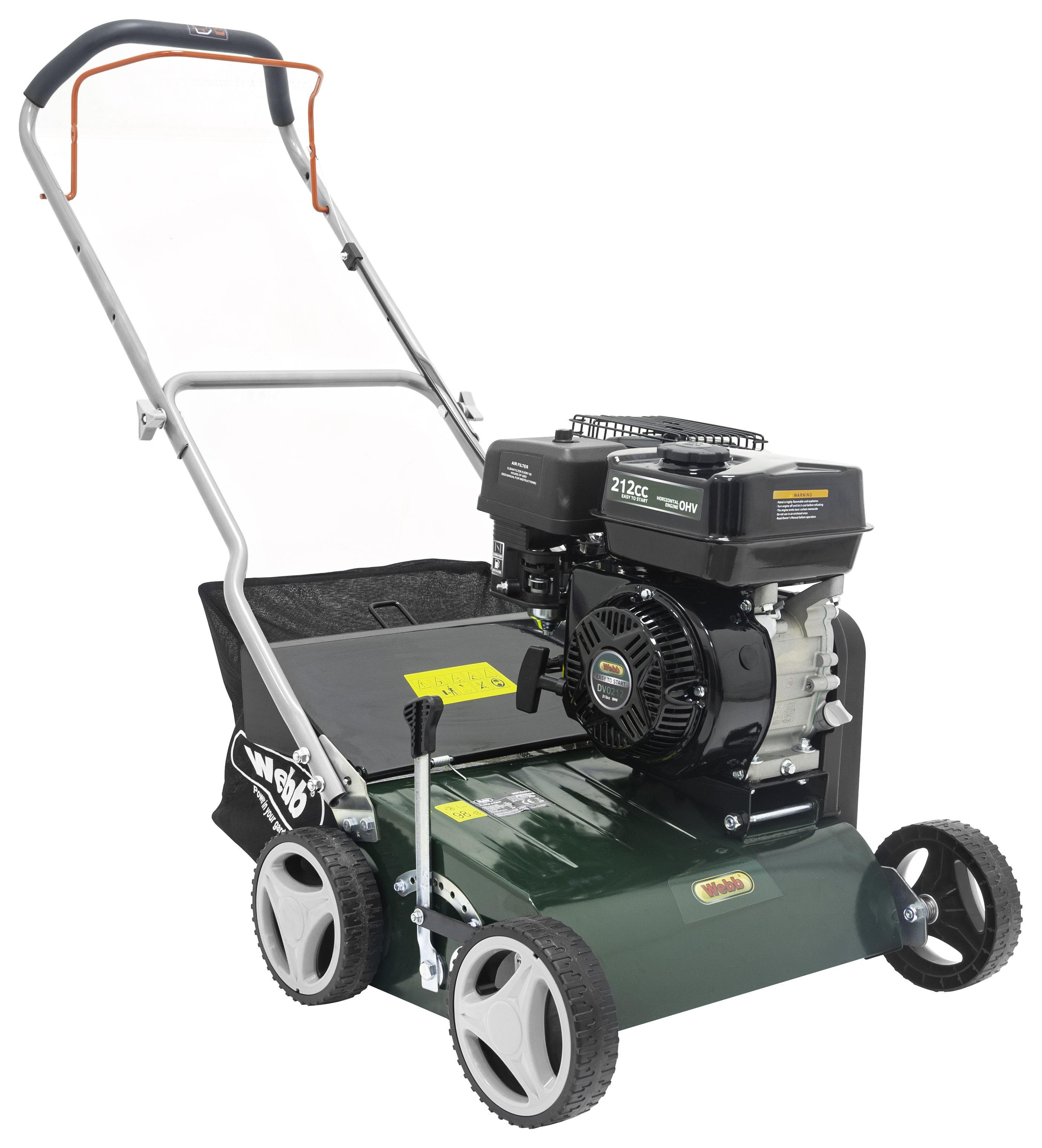 Image of Webb WEPS400 212CC Petrol Lawn Scarifier and Raker - 40cm