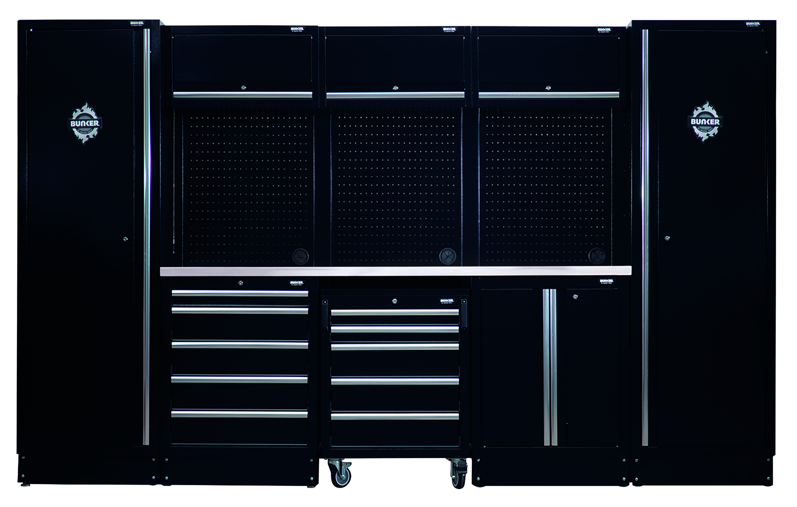 BUNKER Modular 16 Piece Storage Combo with Stainless Steel Worktop