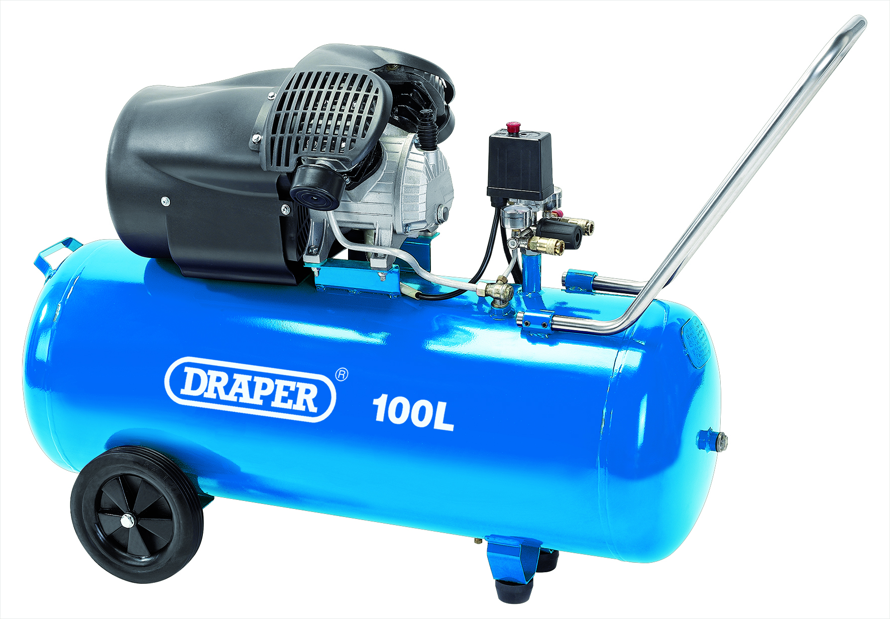 Image of Draper DA100/412TV 100L Direct Drive V-Twin Air Compressor - 2.2kW