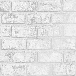 Image of Holden Decor Glistening Brick White & Silver Wallpaper - 10.05m x 53cm