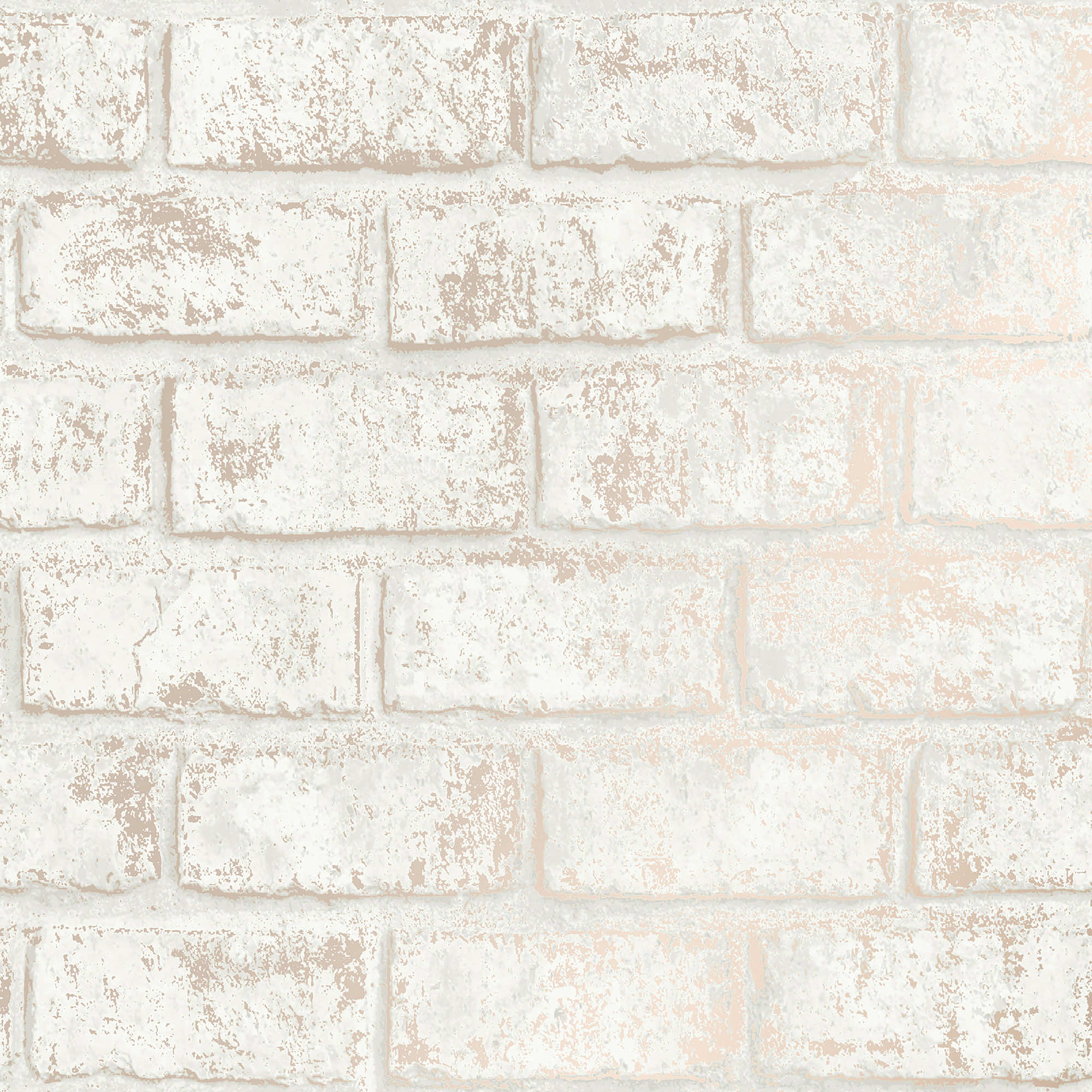 Image of Holden Decor Glistening Brick Cream & Rose Gold Wallpaper - 10.05m x 53cm