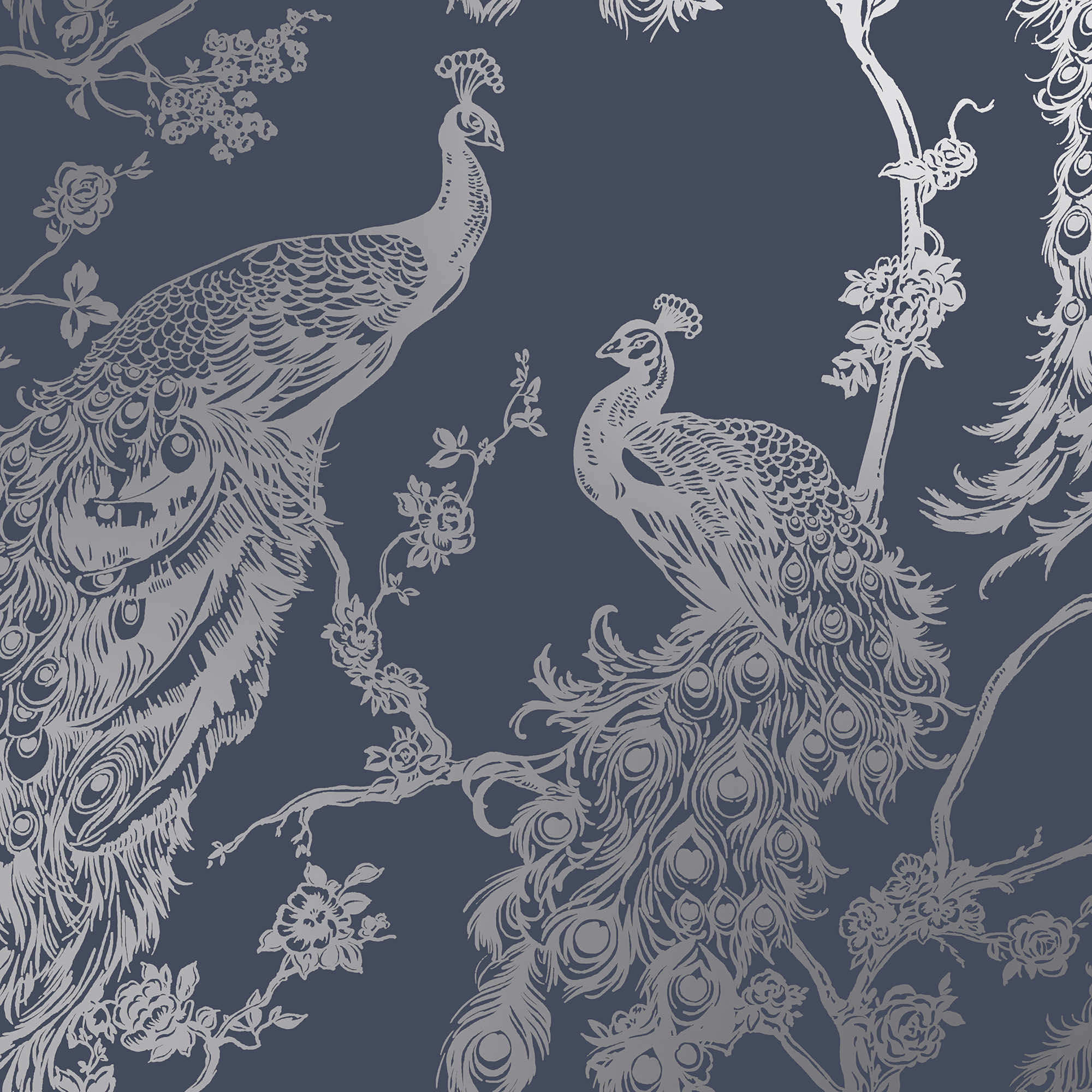 Image of Holden Decor Glistening Peacock Navy Wallpaper - 10.05m x 53cm