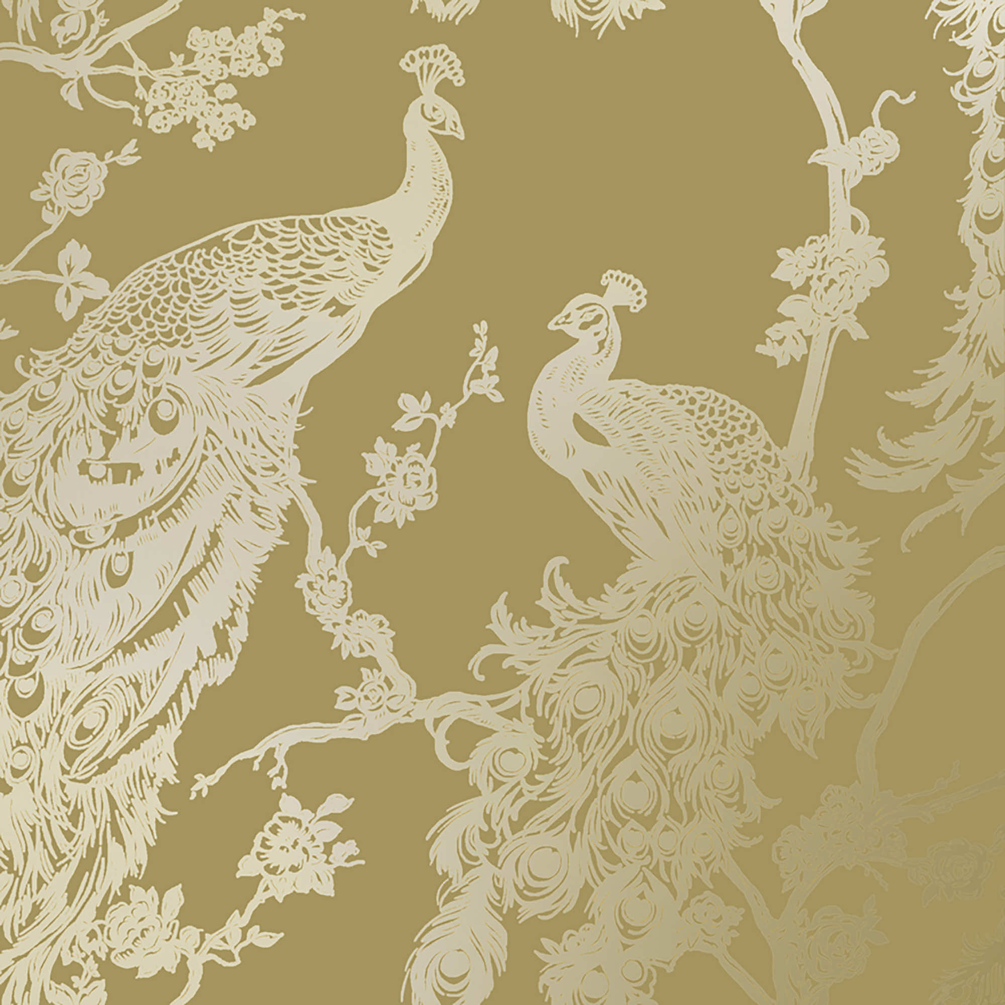 Image of Holden Decor Glistening Peacock Yellow Wallpaper - 10.05m x 53cm