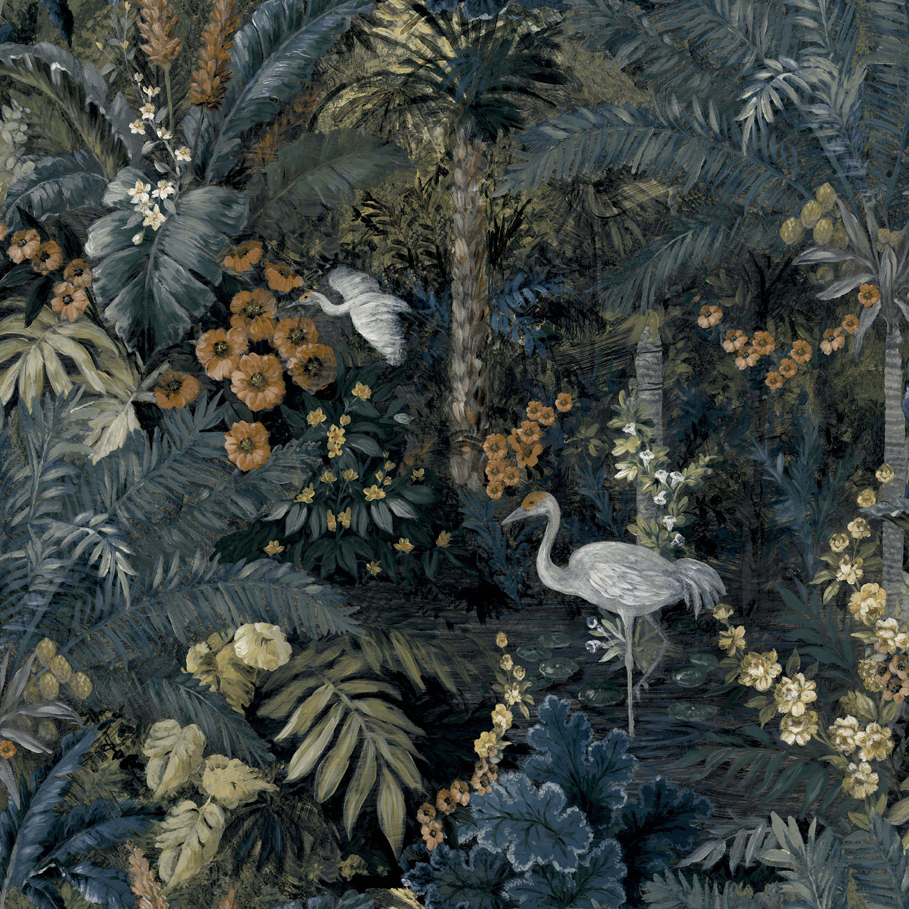 Image of Holden Decor Jungle Paradise Navy Wallpaper - 10.05m x 53cm