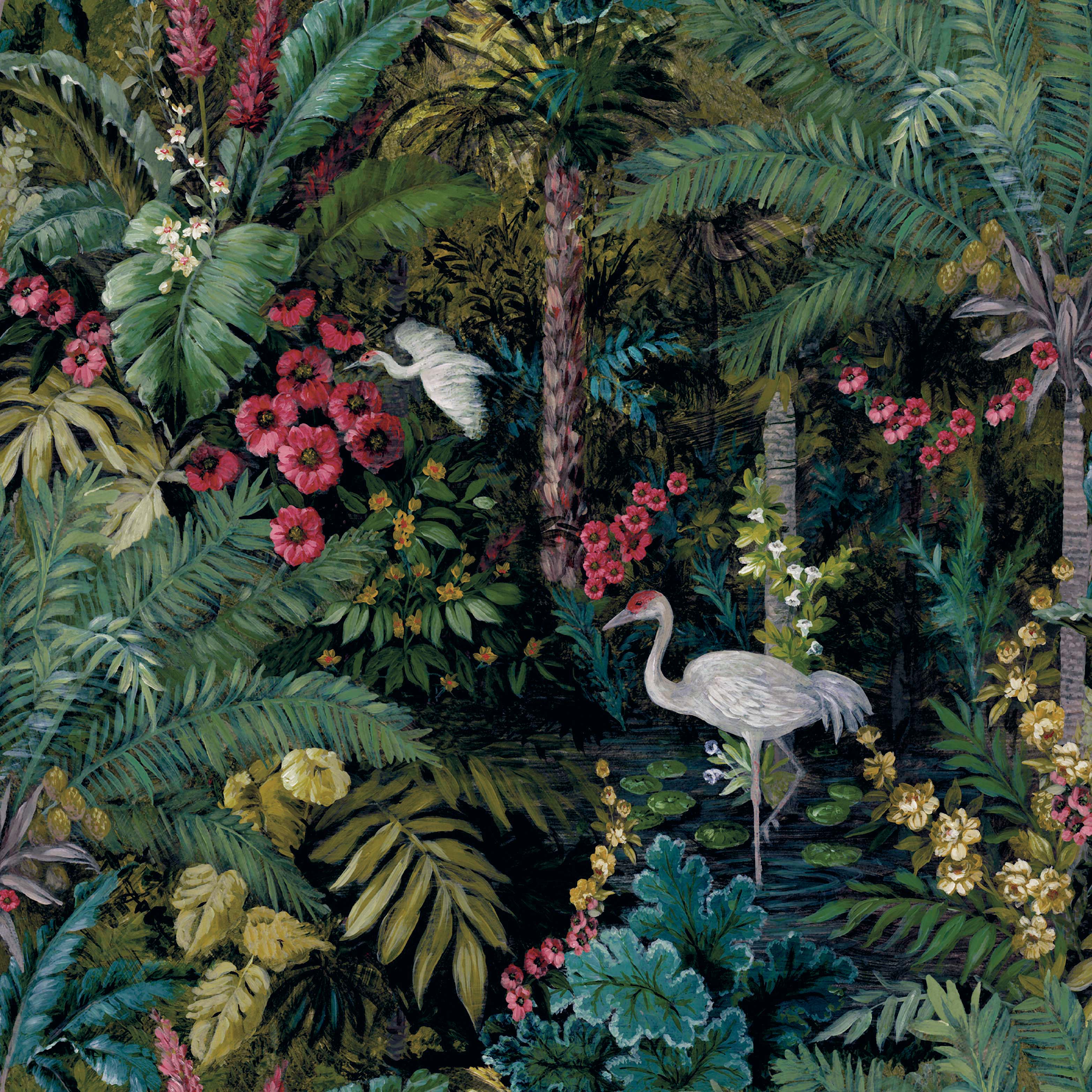 Image of Holden Decor Jungle Paradise Black Wallpaper - 10.05m x 53cm