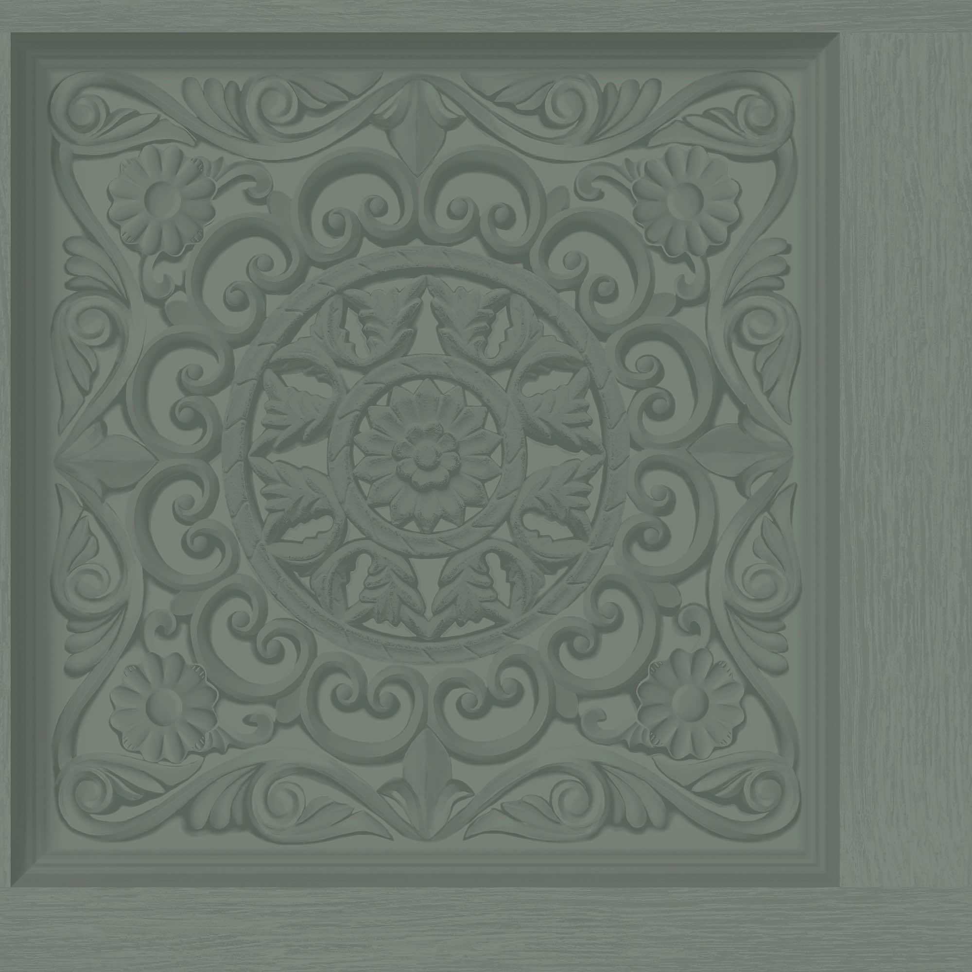 Image of Holden Decor Ornate Panel Teal Wallpaper - 10.05m x 53cm