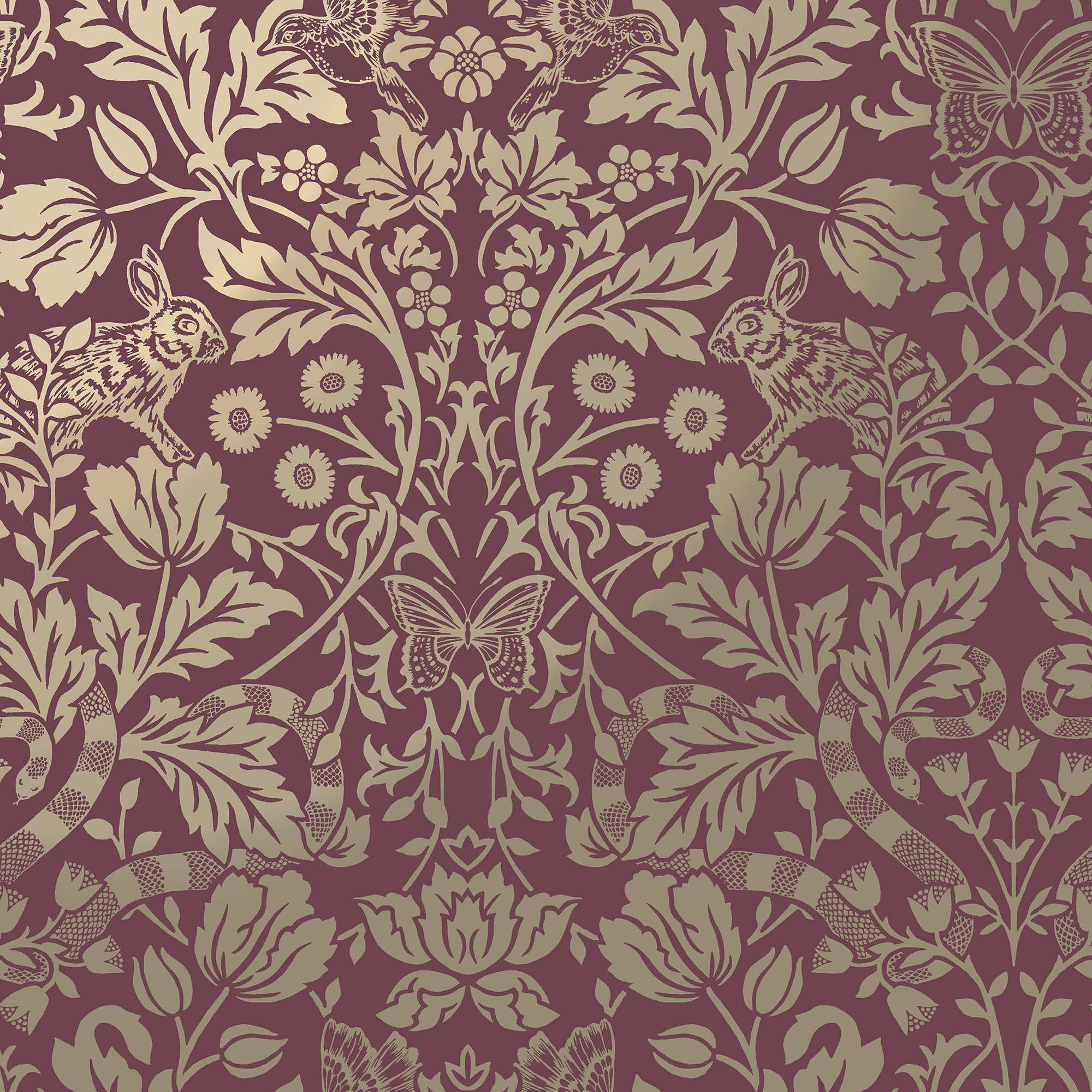 Image of Holden Decor Metallic Mirrored Floral Red Wallpaper - 10.05m x 53cm