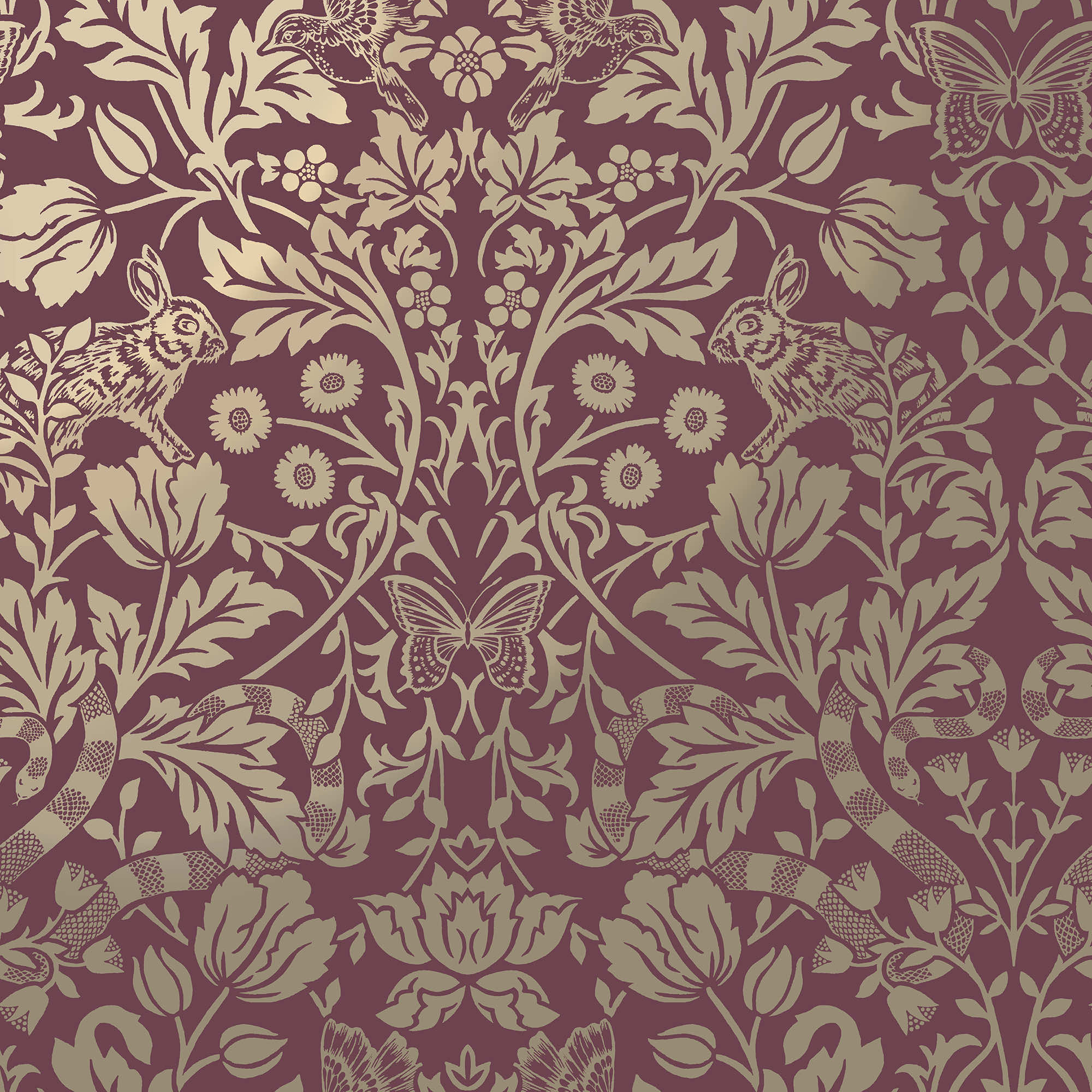 Holden Decor Metallic Mirrored Floral Red Wallpaper - 10.05m x 53cm