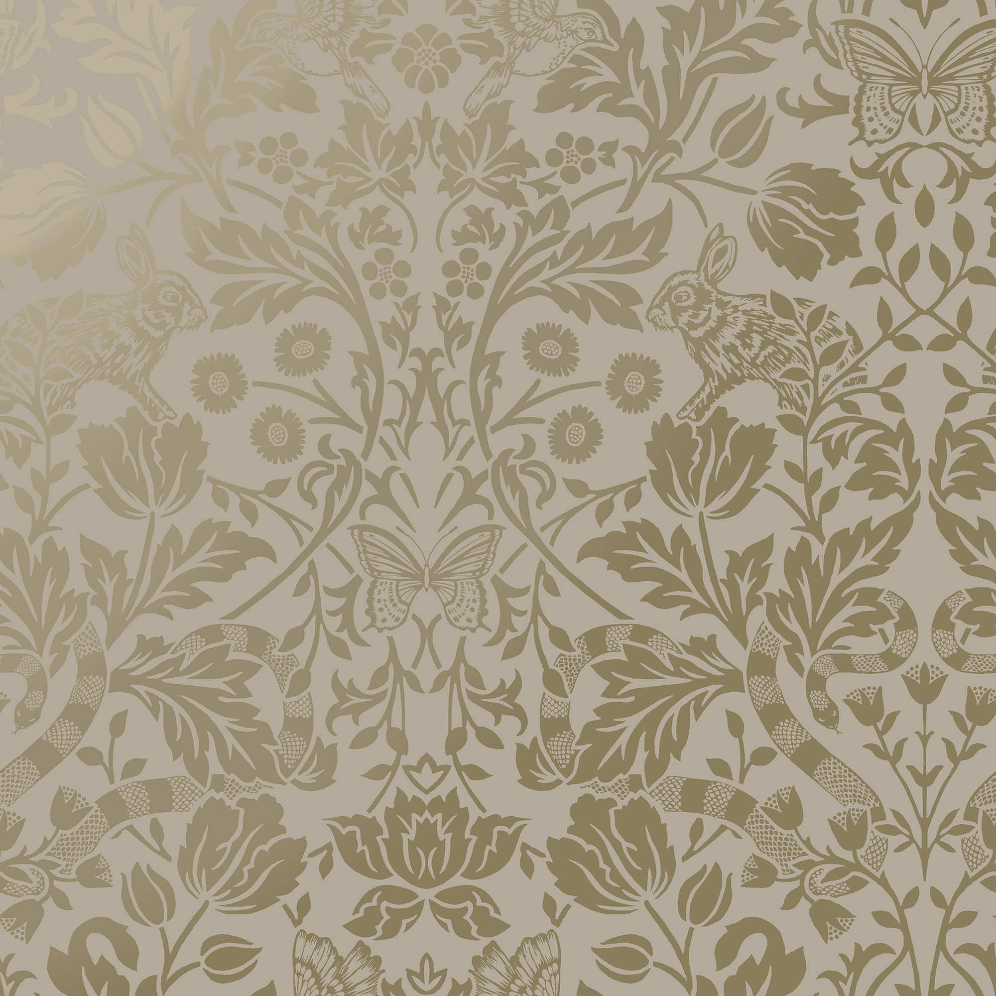 Image of Holden Decor Metallic Mirrored Floral Neutral Wallpaper - 10.05m x 53cm