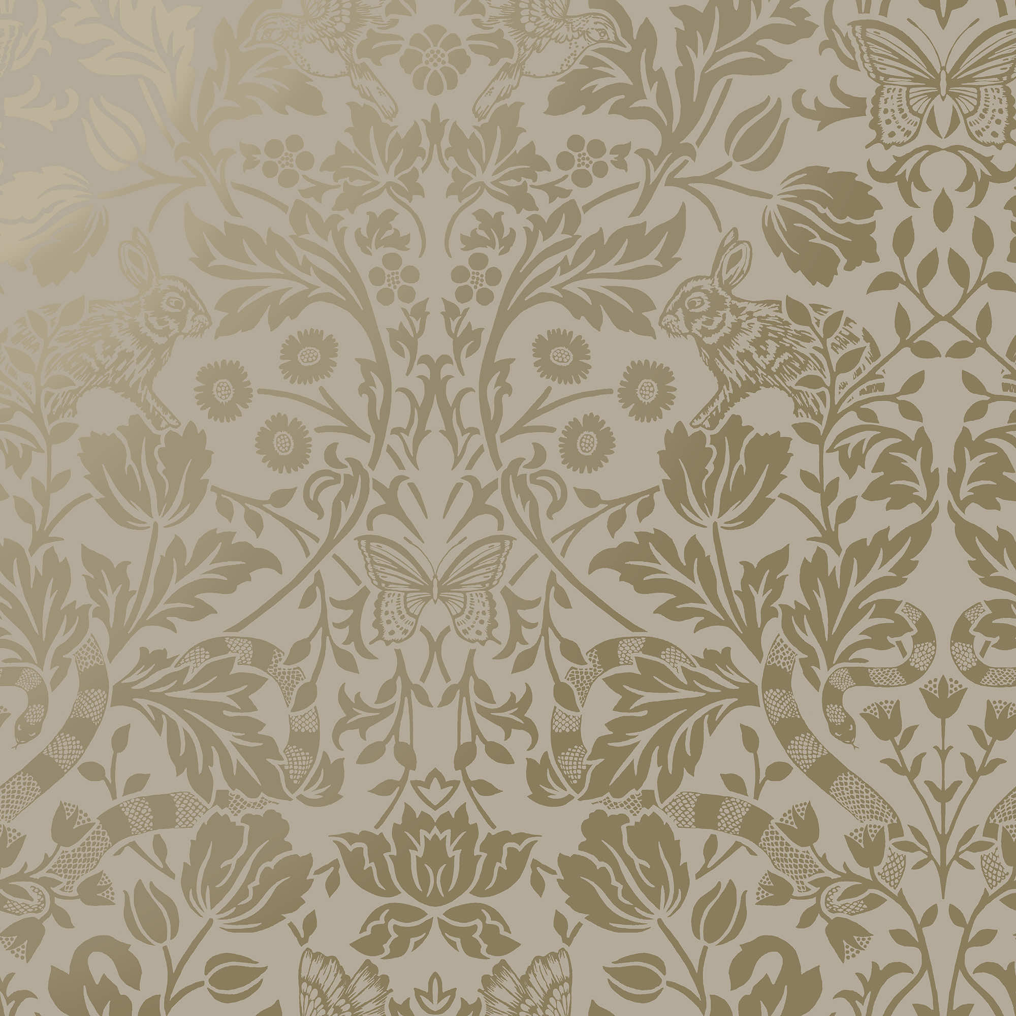 Holden Decor Metallic Mirrored Floral Neutral Wallpaper - 10.05m x 53cm