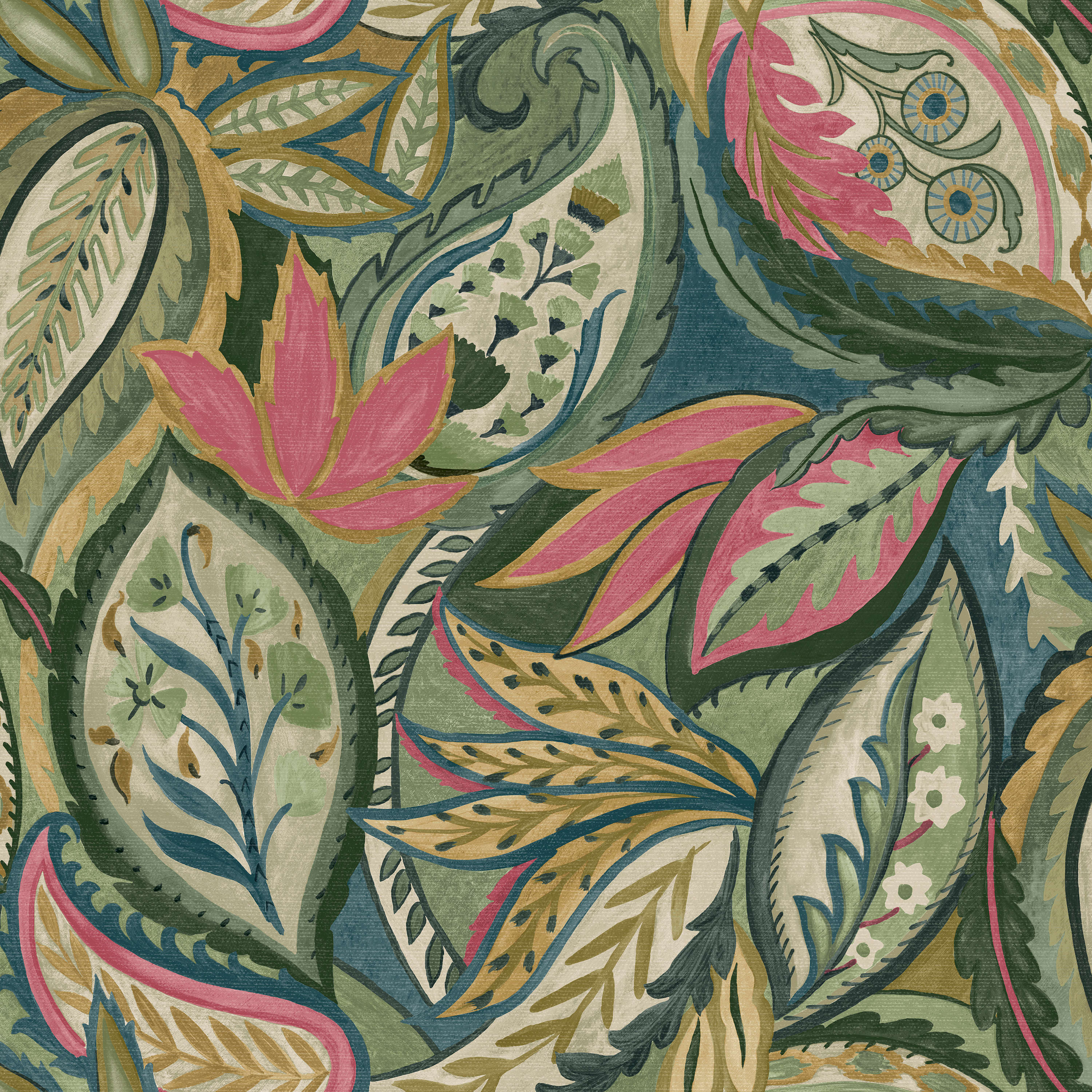 Holden Decor Paisley Leaves Pink Wallpaper 10.05m x 53cm Wickes.co.uk