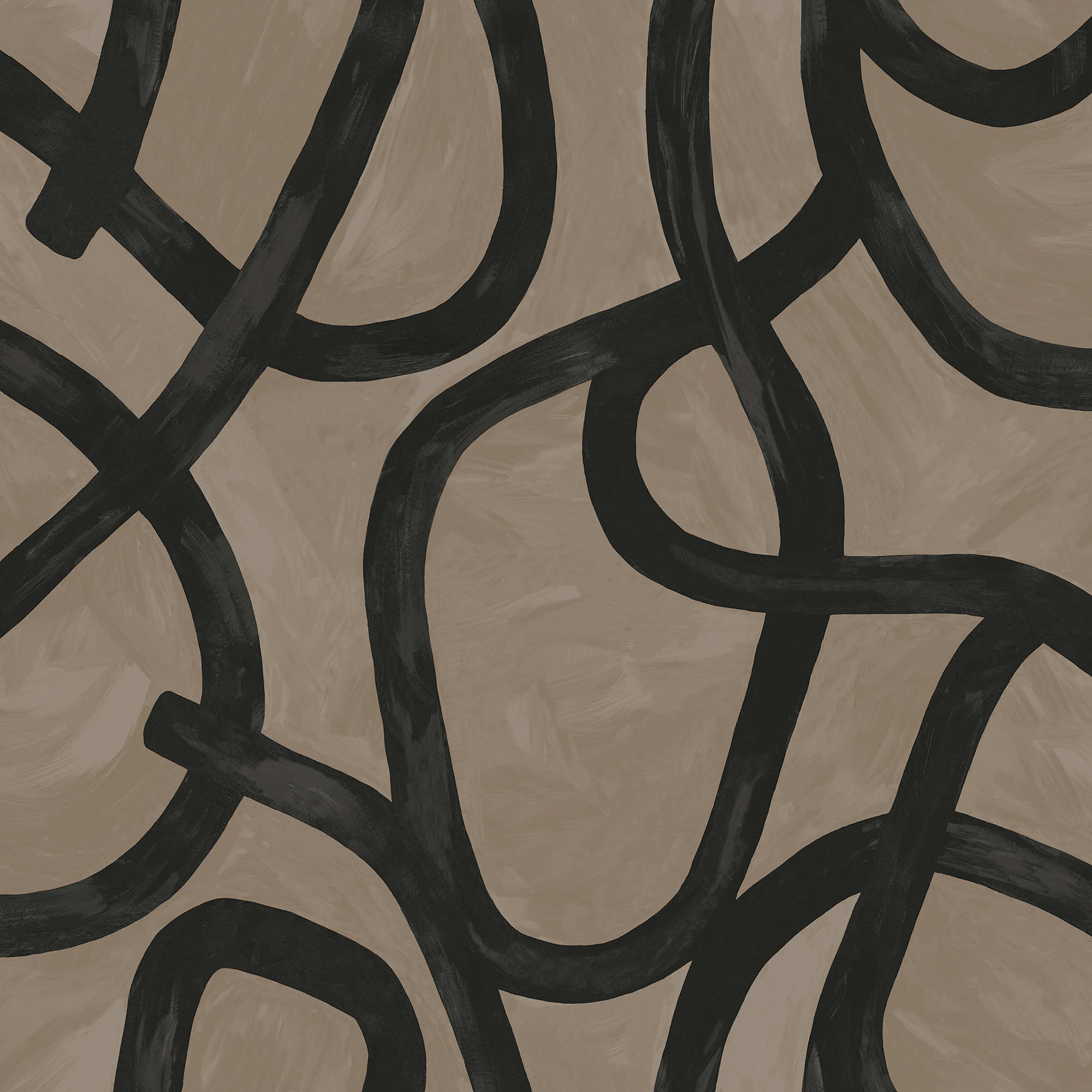 Image of Holden Decor Linear Swirl Taupe Wallpaper - 10.05m x 53cm