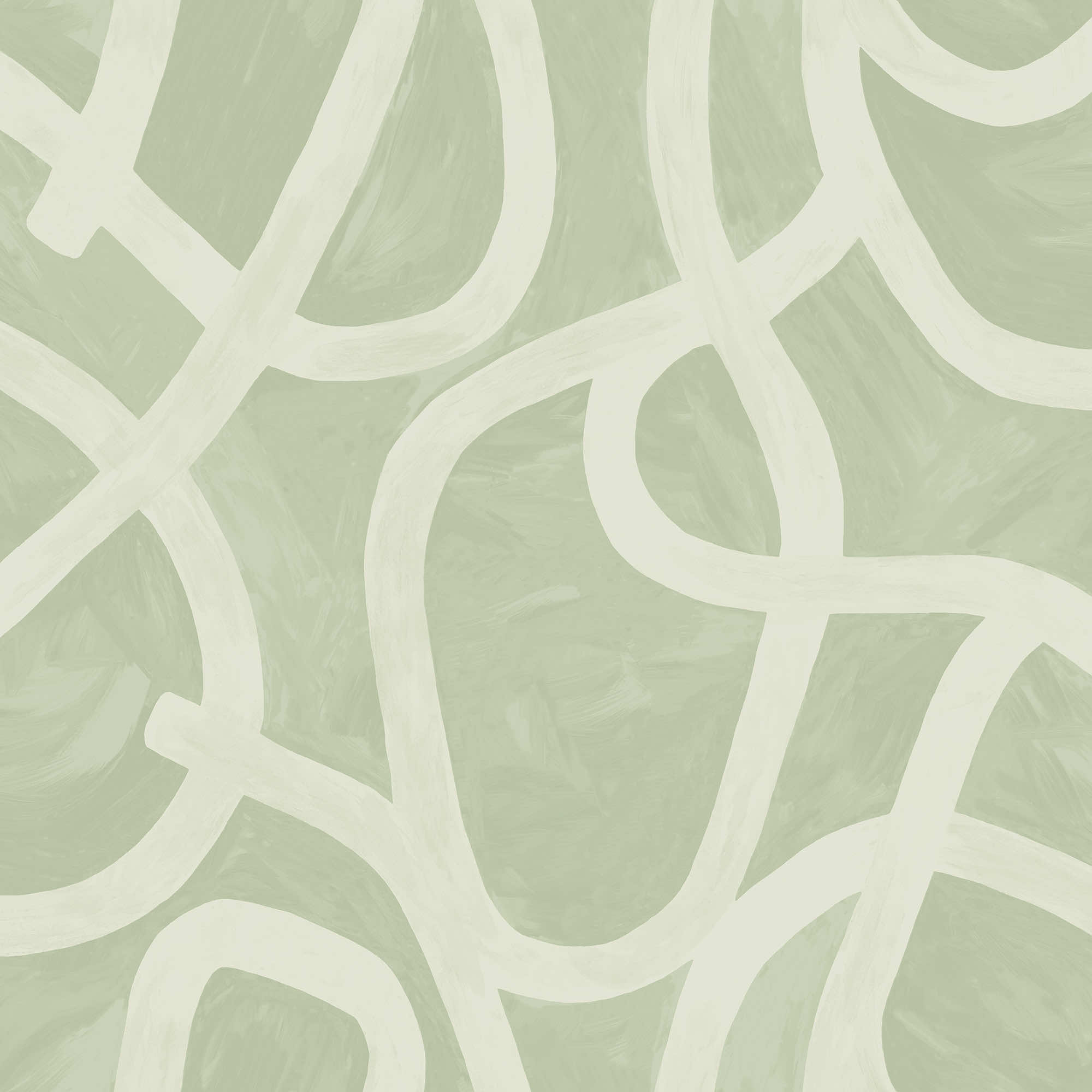 Image of Holden Decor Linear Swirl Sage Wallpaper - 10.05m x 53cm