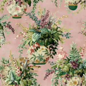 Holden Decor Floral Vase Pink Wallpaper - 10.05m x 53cm