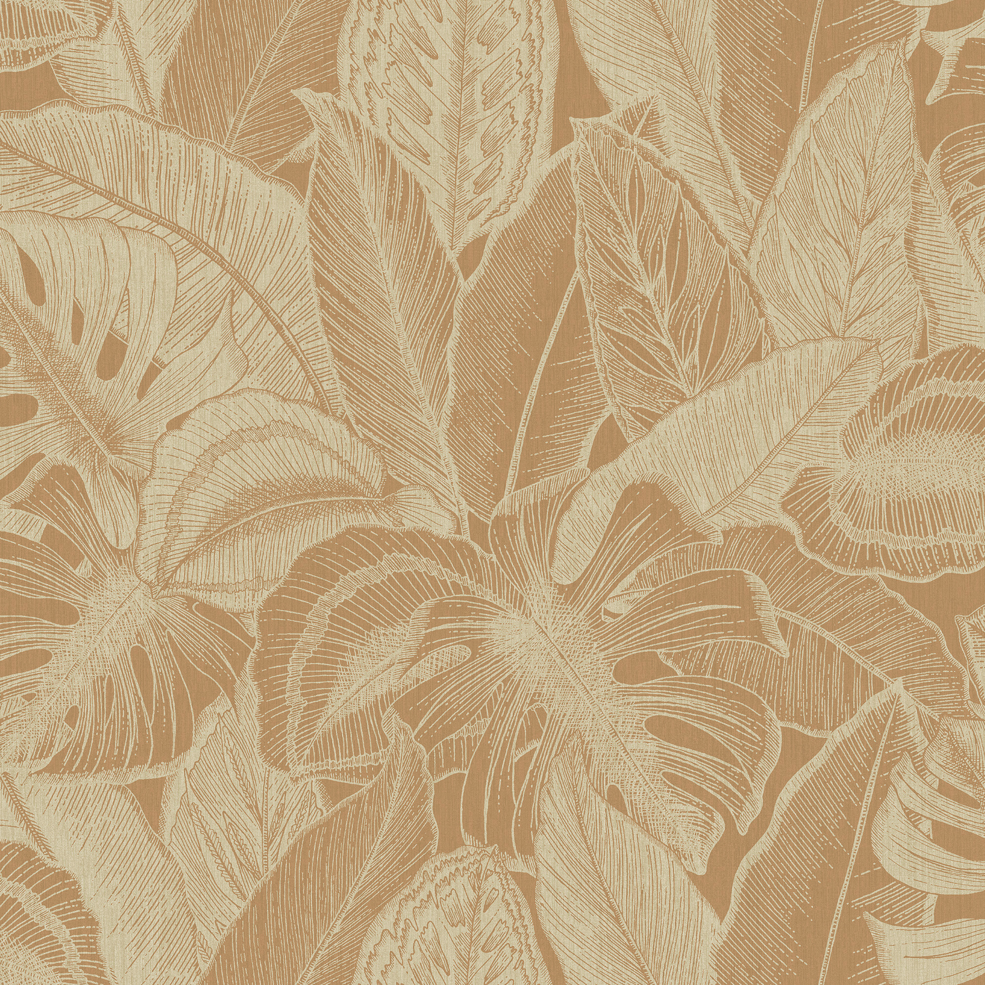 Image of Holden Decor Linear Palm Orange Wallpaper - 10.05m x 53cm