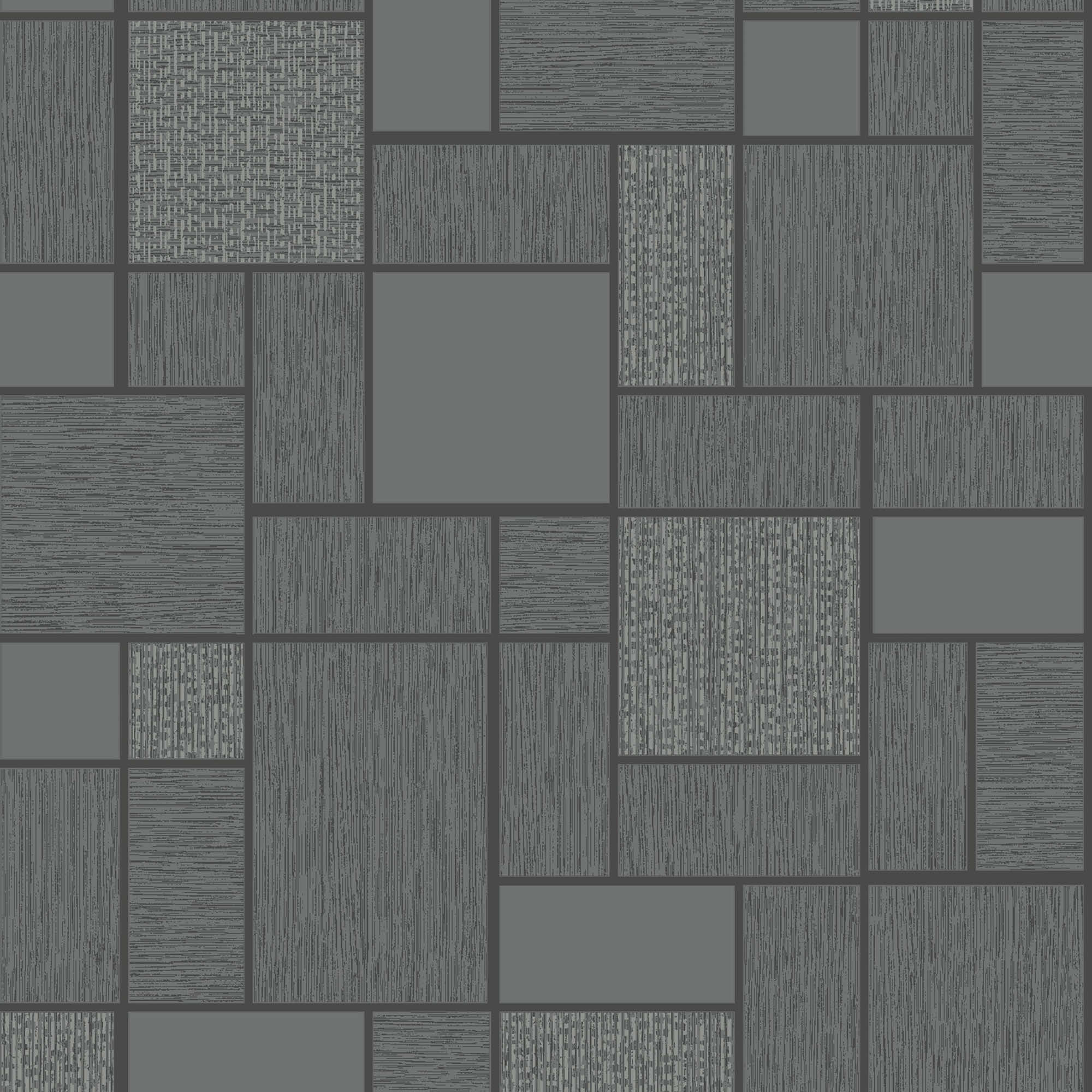 Image of Holden Decor Glitter Tile Black Wallpaper - 10.05m x 53cm