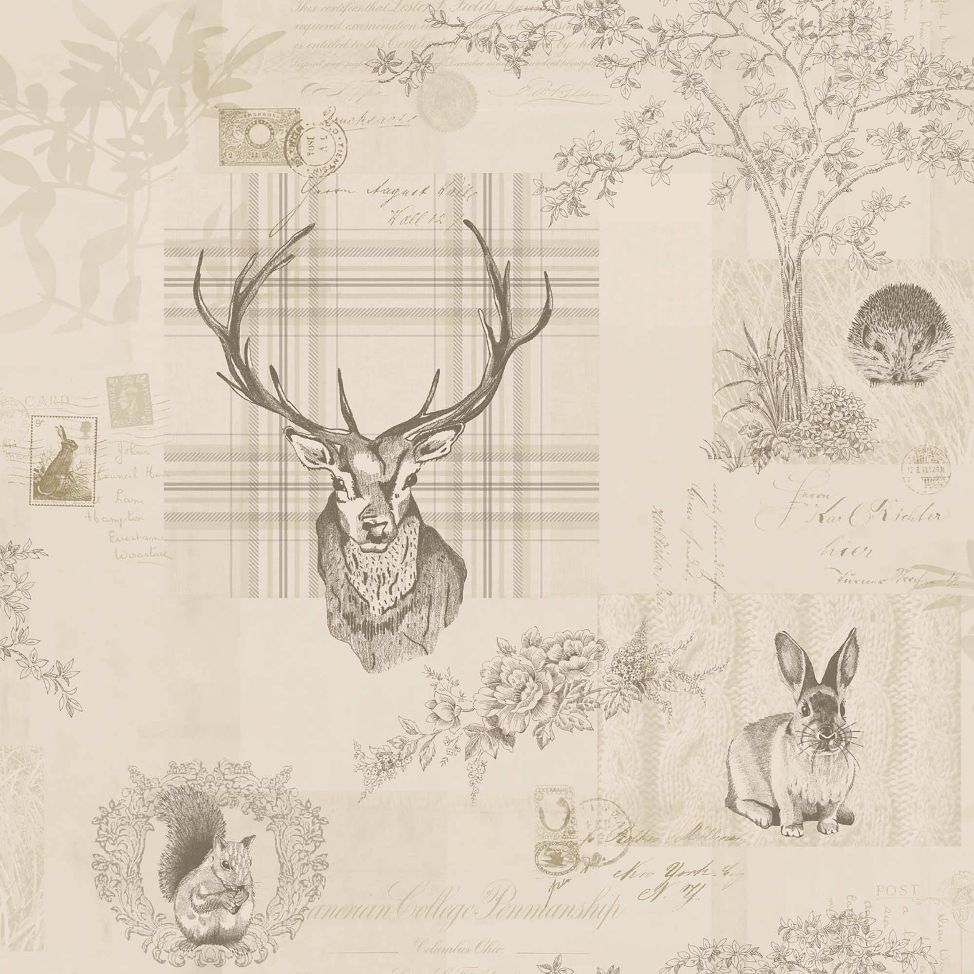 Holden Decor Richmond Charcoal & Linen Wallpaper - 10.05m x 53cm