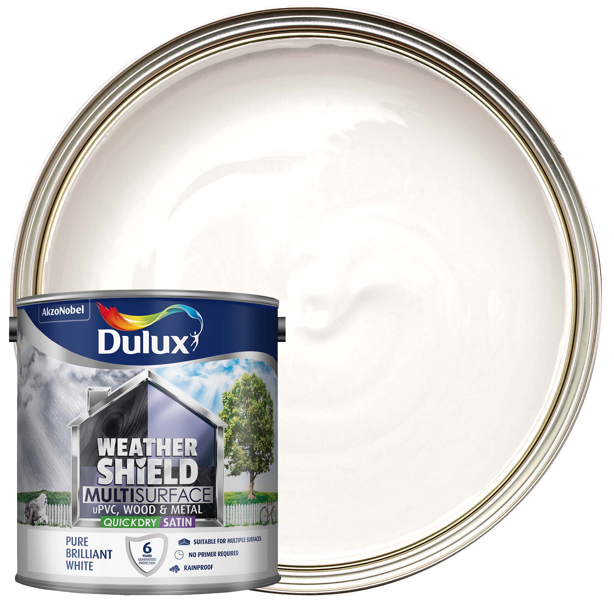 Image of Dulux Weathershield Multi-Surface Paint - Pure Brilliant White - 2.5L
