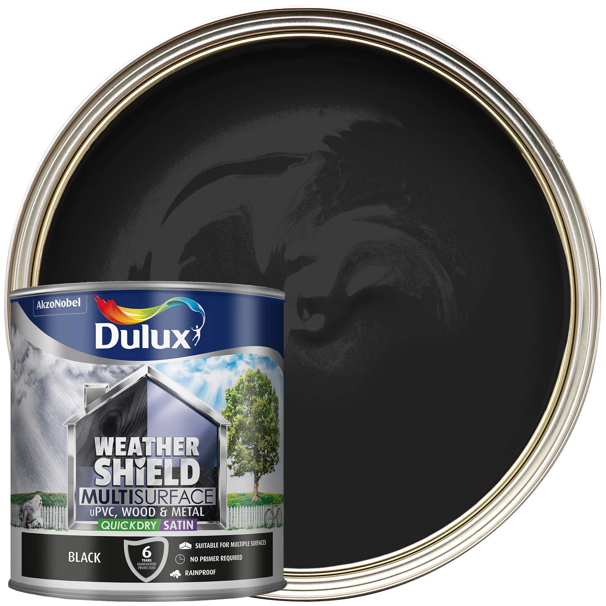 Image of Dulux Weathershield Multi-Surface Paint - Black - 2.5L