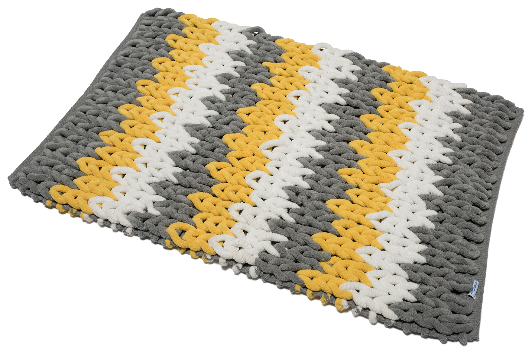 Image of Croydex Grey White & Yellow Cushioned Bathroom Mat - 800 x 500mm