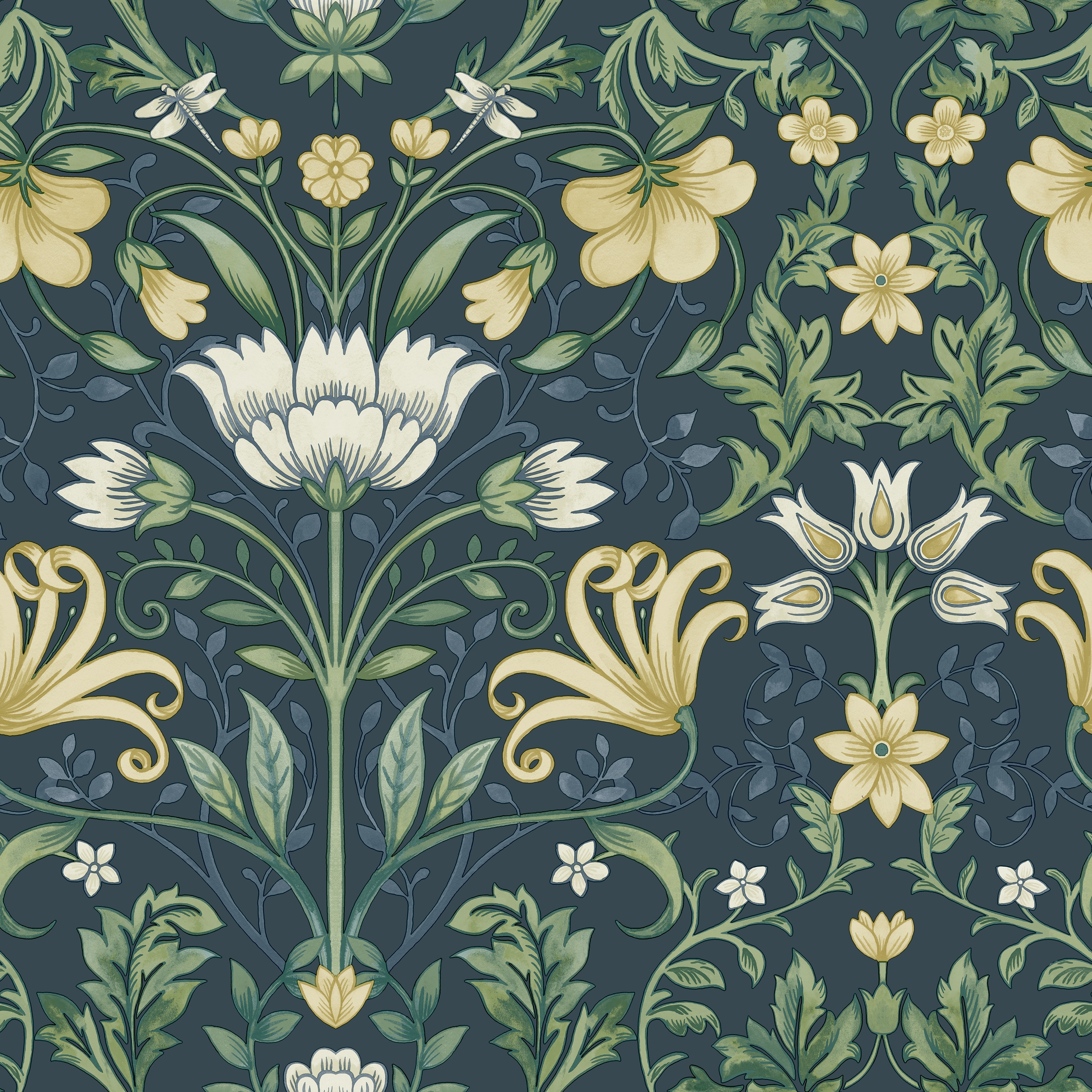 Holden Decor Vintage Floral Navy Wallpaper - 10.05m x 53cm