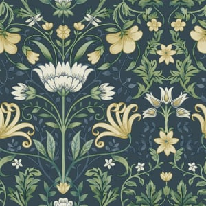 Holden Decor Vintage Floral Navy Wallpaper - 10.05m x 53cm