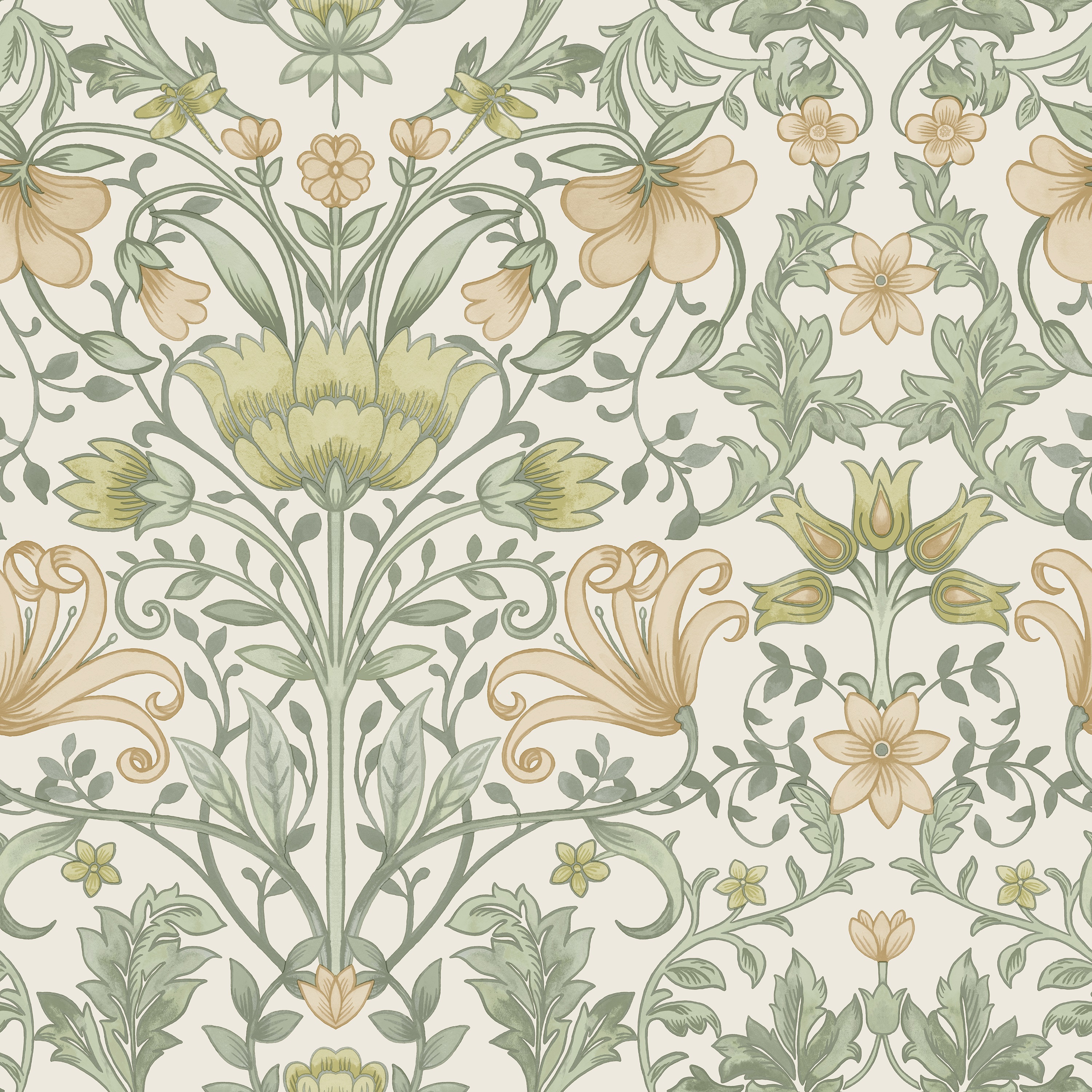 Image of Holden Decor Vintage Floral Cream & Ochre Wallpaper - 10.05m x 53cm