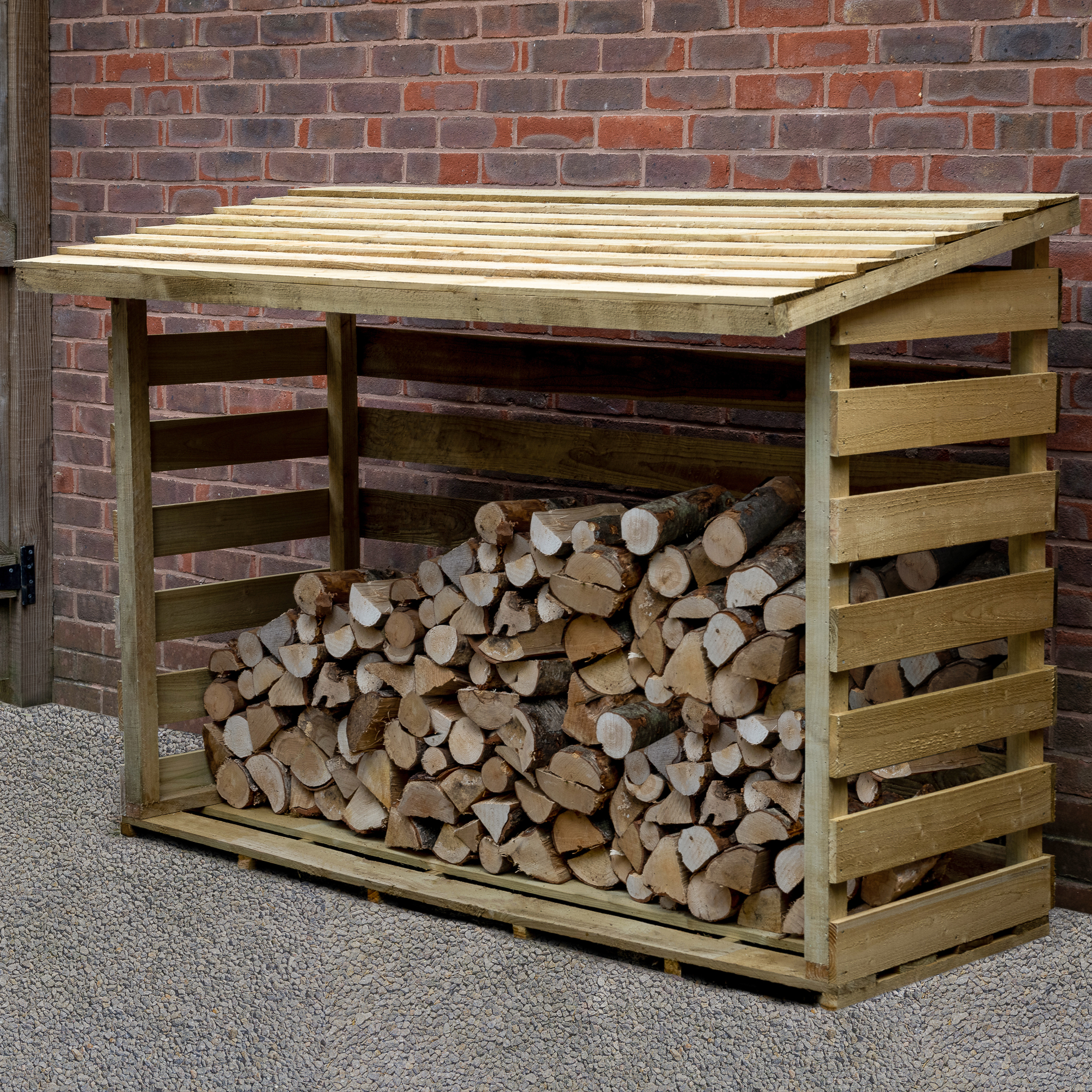 Image of Forest Garden Large Pent Log Store - 5ft 11in x 4ft 2in
