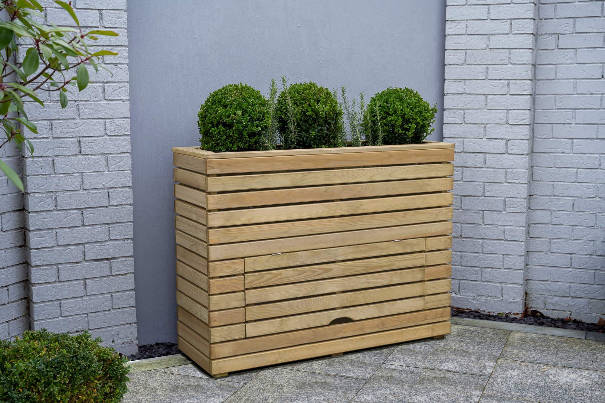 Image of Forest Garden Tall Linear Planter with Storage - 1200 x 400 x 911mm