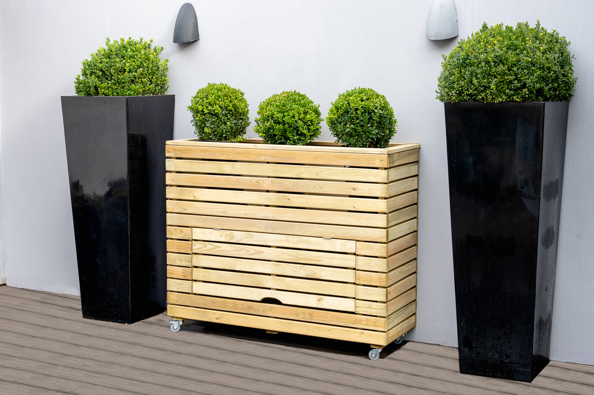 Image of Forest Garden Tall Linear Planter with Wheels - 1200 x 400 x 972mm