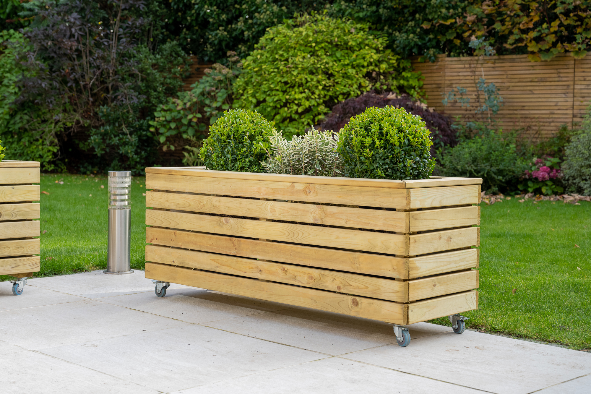 Forest Garden Long Linear Planter with Wheels - 1200 x 400 x 496mm