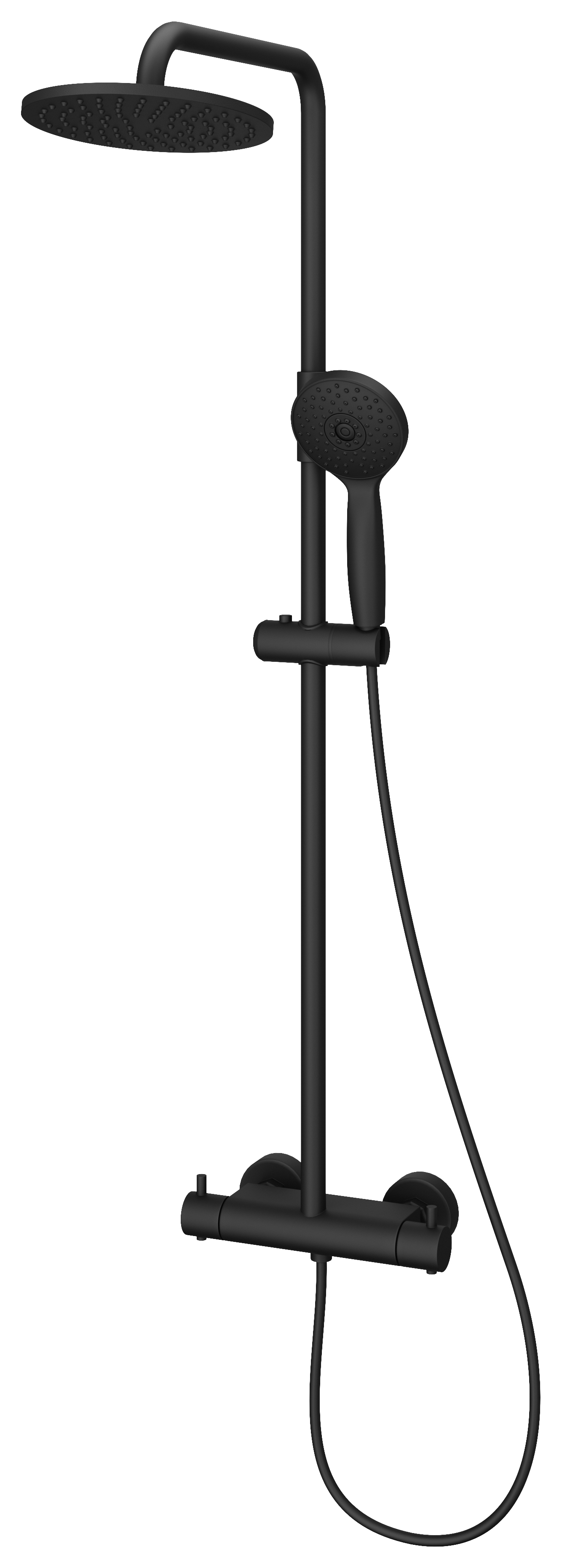 Image of Hadleigh Wall Mounted Dual Outlet Shower Mixer - Matt Black