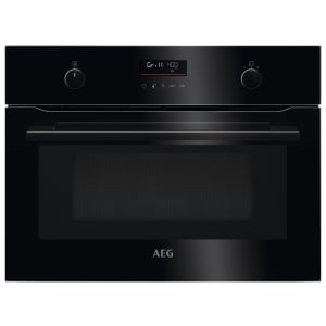 Image of AEG KMK565060B 8000 Series CombiQuick Convection Oven with Microwave Function & Clean Enamel Cleaning - Black