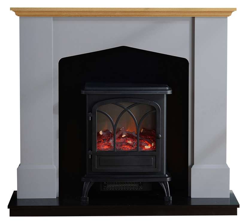 Focal Point Hurst Oak & Grey LED Stove Suite