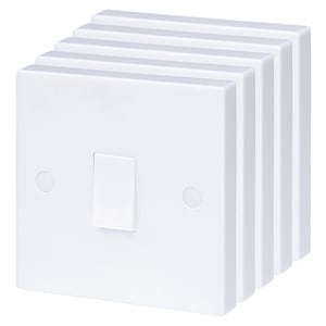 Wickes Square Edge 10A 1 Gang 1 Way Light Switch - Pack of 5
