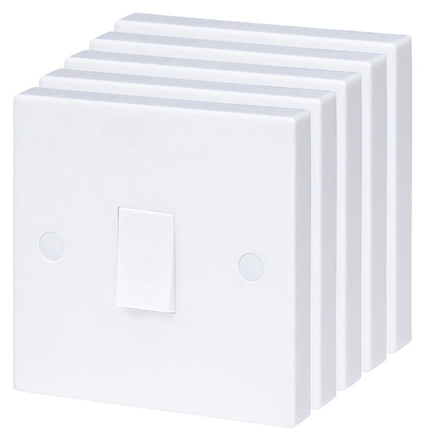Wickes Square Edge 10A 1 Gang 2 Way Single Light Switch Pack of 5