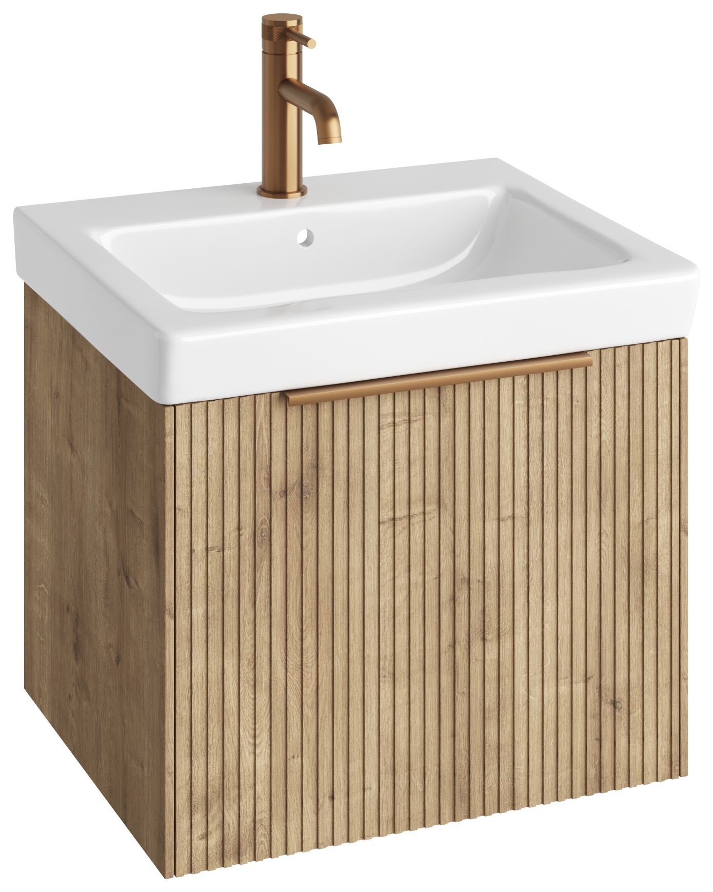 Abacus Concept Halifax Oak Ribbed S3 Vanity Unit & Basin - 550mm