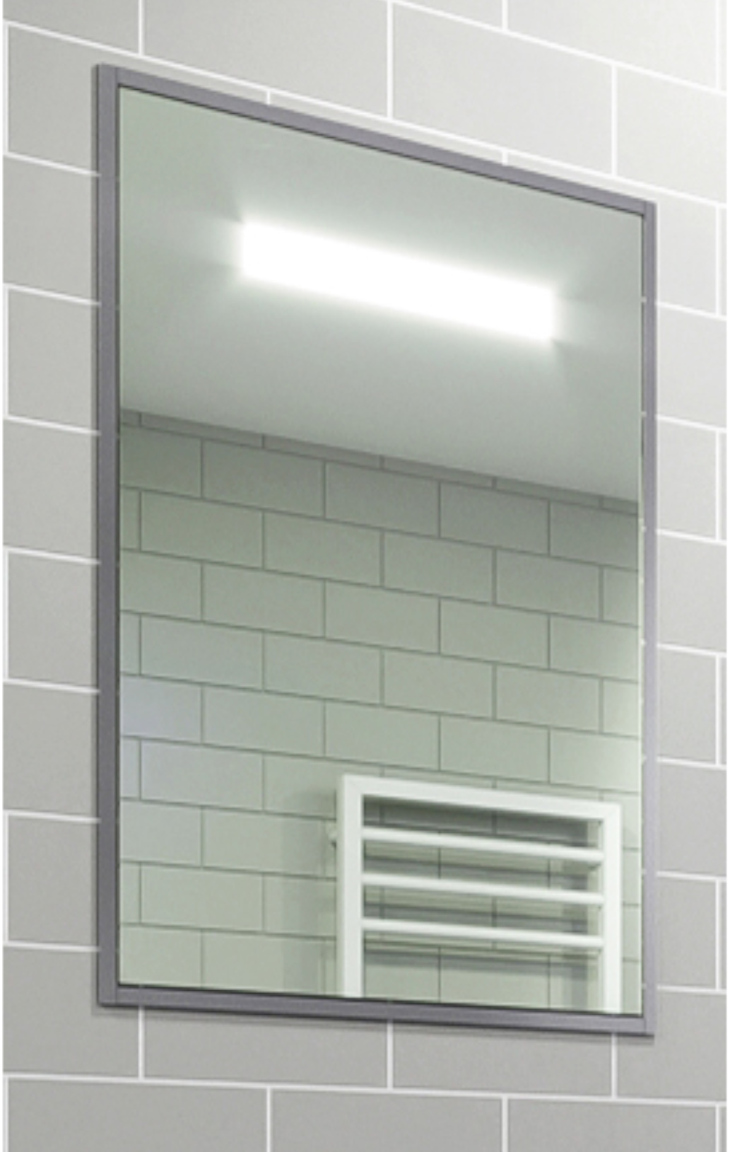Abacus Melford Silver Surround LED Recessed Mirror Cabinet with Integrated Shaver Socket - 700 x 500mm