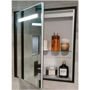 Abacus Melford Black Surround LED Recessed Mirror Cabinet with Integrated Shaver Socket - 700 x 500mm