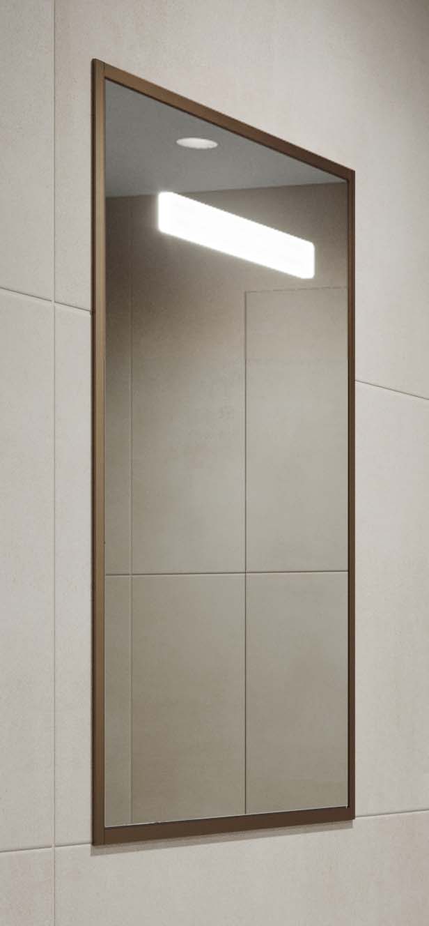 Image of Abacus Melford Bronze Surround LED Recessed Mirror Cabinet with Integrated Shaver Socket - 700 x 500mm