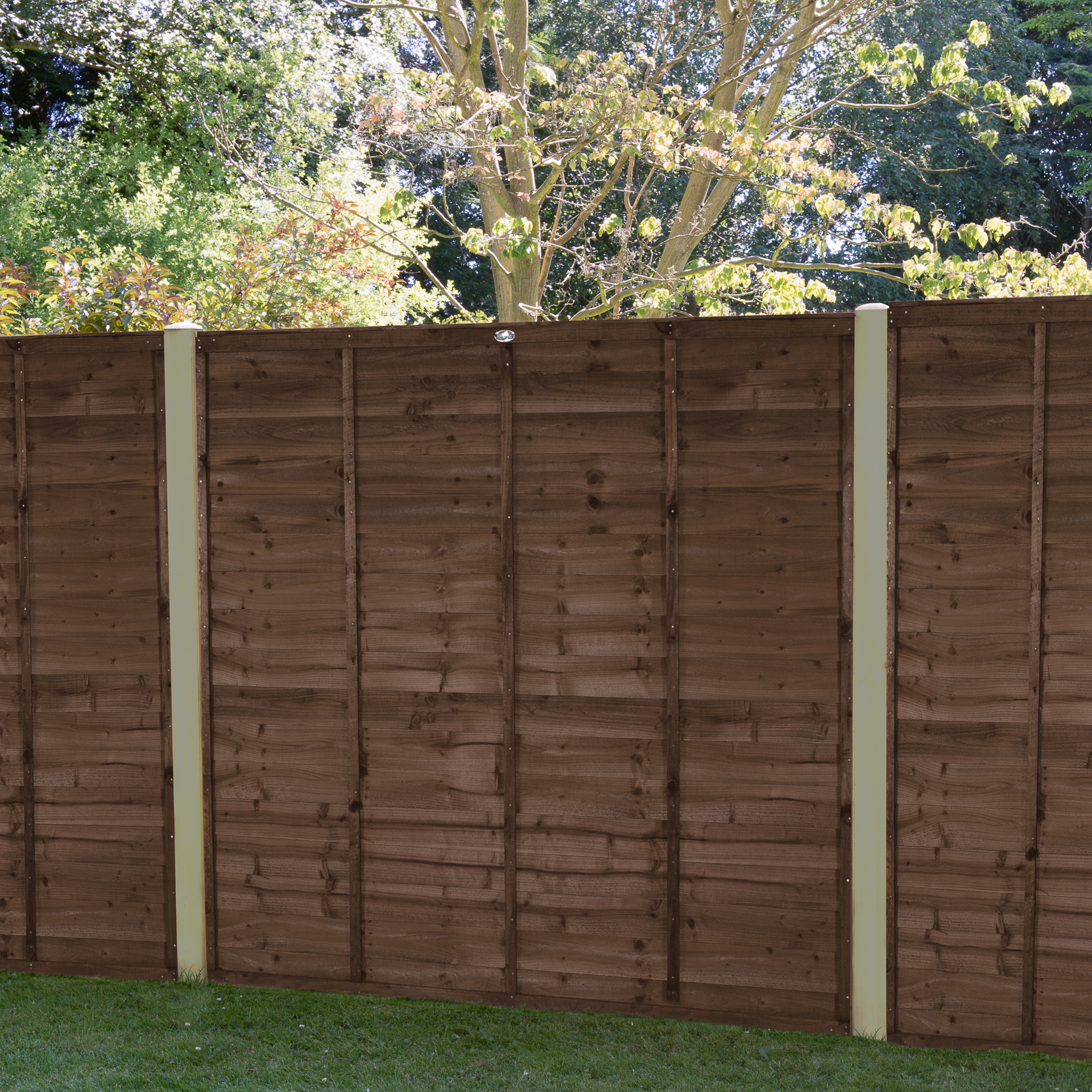 Image of Forest Garden Brown Pressure Treated Superlap Fence Panel - 1830 x 1680mm - 6 x 5'6ft - Pack of 3