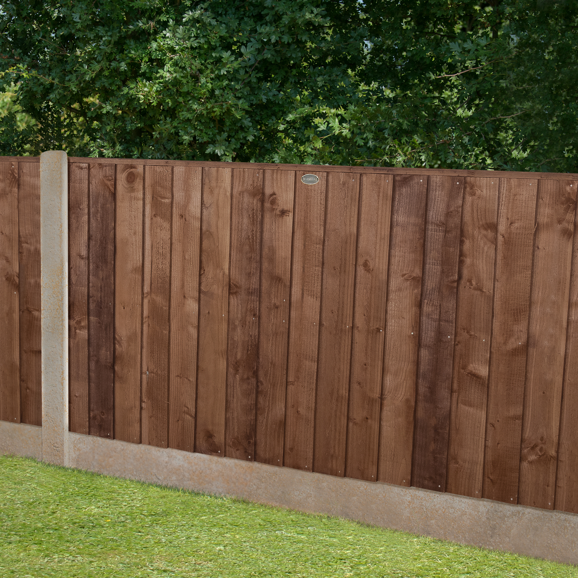 Image of Forest Garden Brown Pressure Treated Closedboard Fence Panel - 1830 x 930mm - 6 x 3ft - Pack of 3