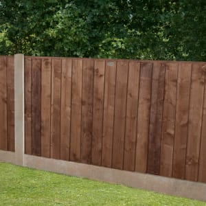 Image of Forest Garden Brown Pressure Treated Closedboard Fence Panel - 1830 x 930mm - 6 x 3ft - Pack of 4