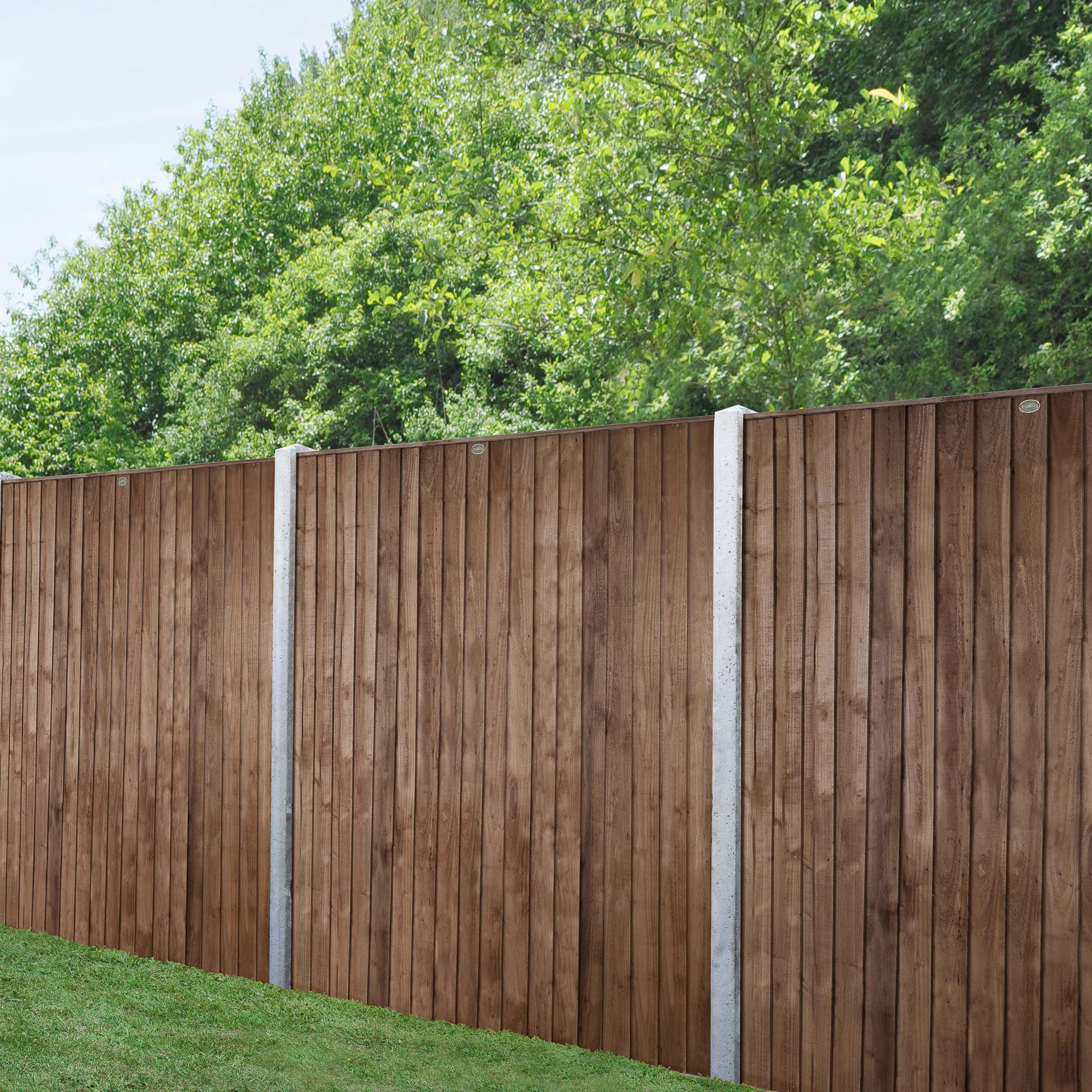 Image of Forest Garden Brown Pressure Treated Closeboard Fence Panel - 1830 x 1540mm - 6 x 5ft - Pack of 3
