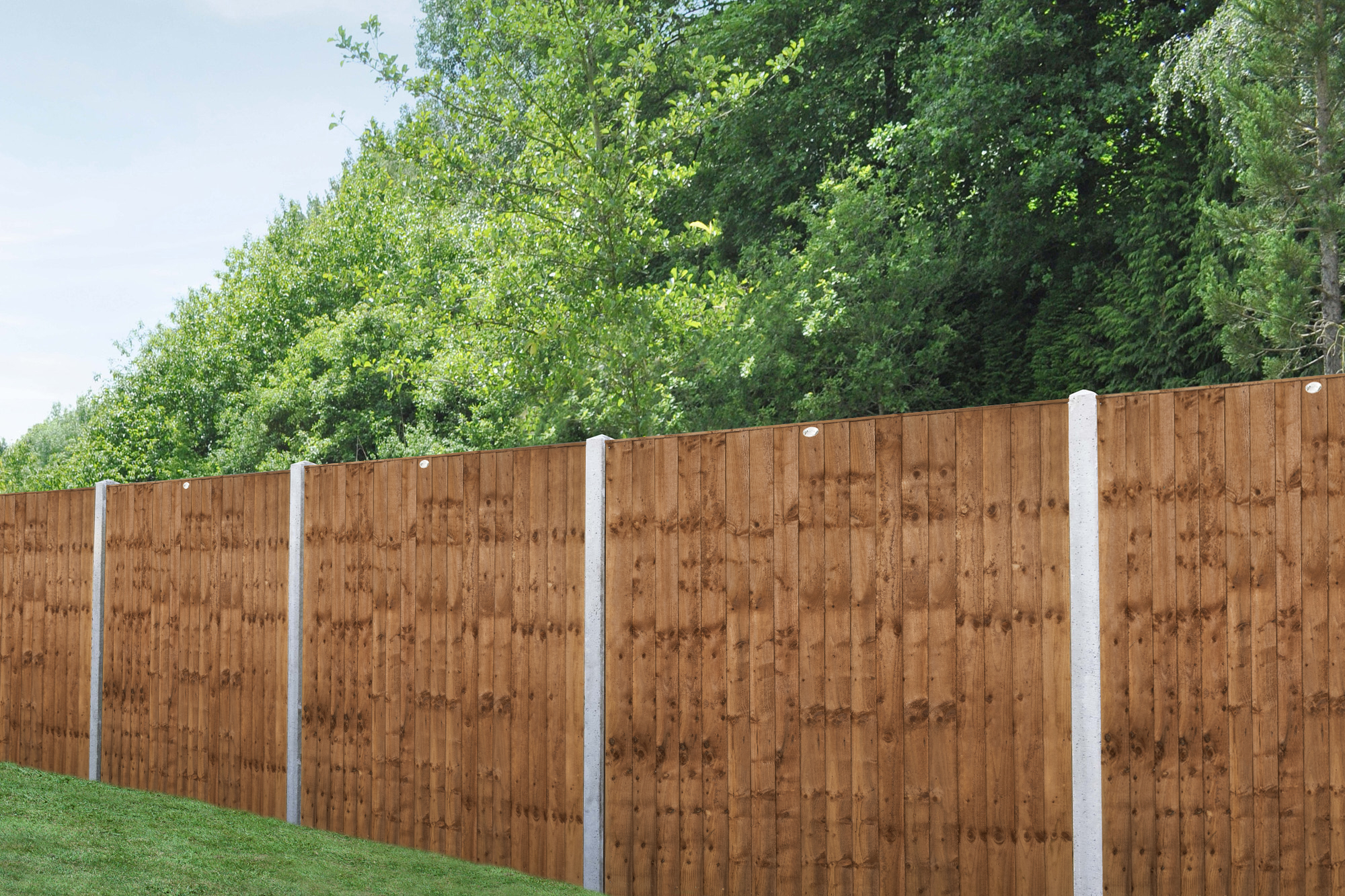 Image of Forest Garden Brown Pressure Treated Closeboard Fence Panel - 1830 x 1850mm - 6 x 6ft - Pack of 3