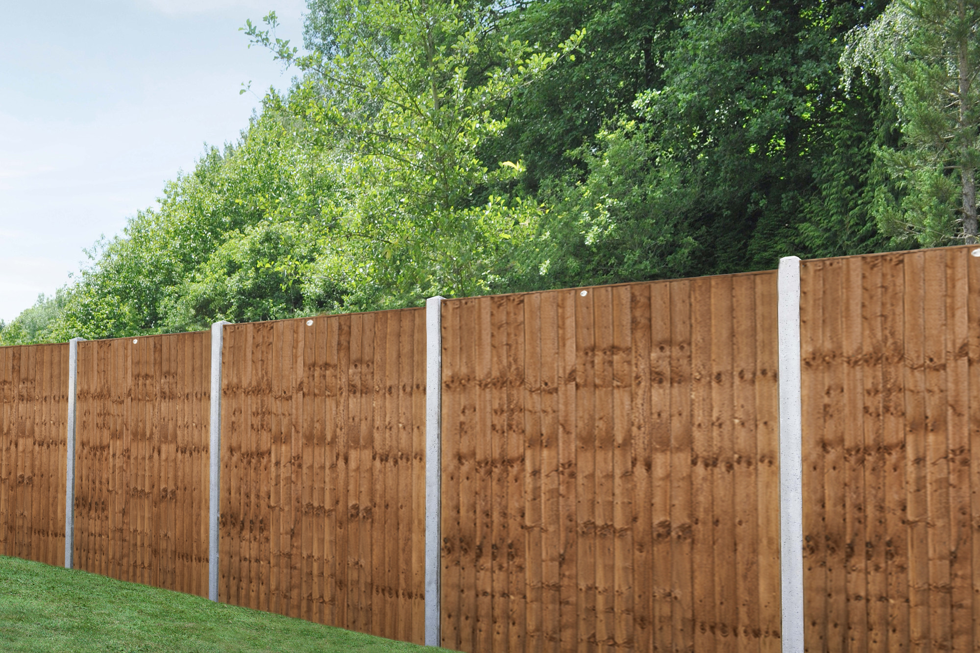 Image of Forest Garden Brown Pressure Treated Closeboard Fence Panel - 1830 x 1680mm - 6 x 5'6ft - Pack of 3