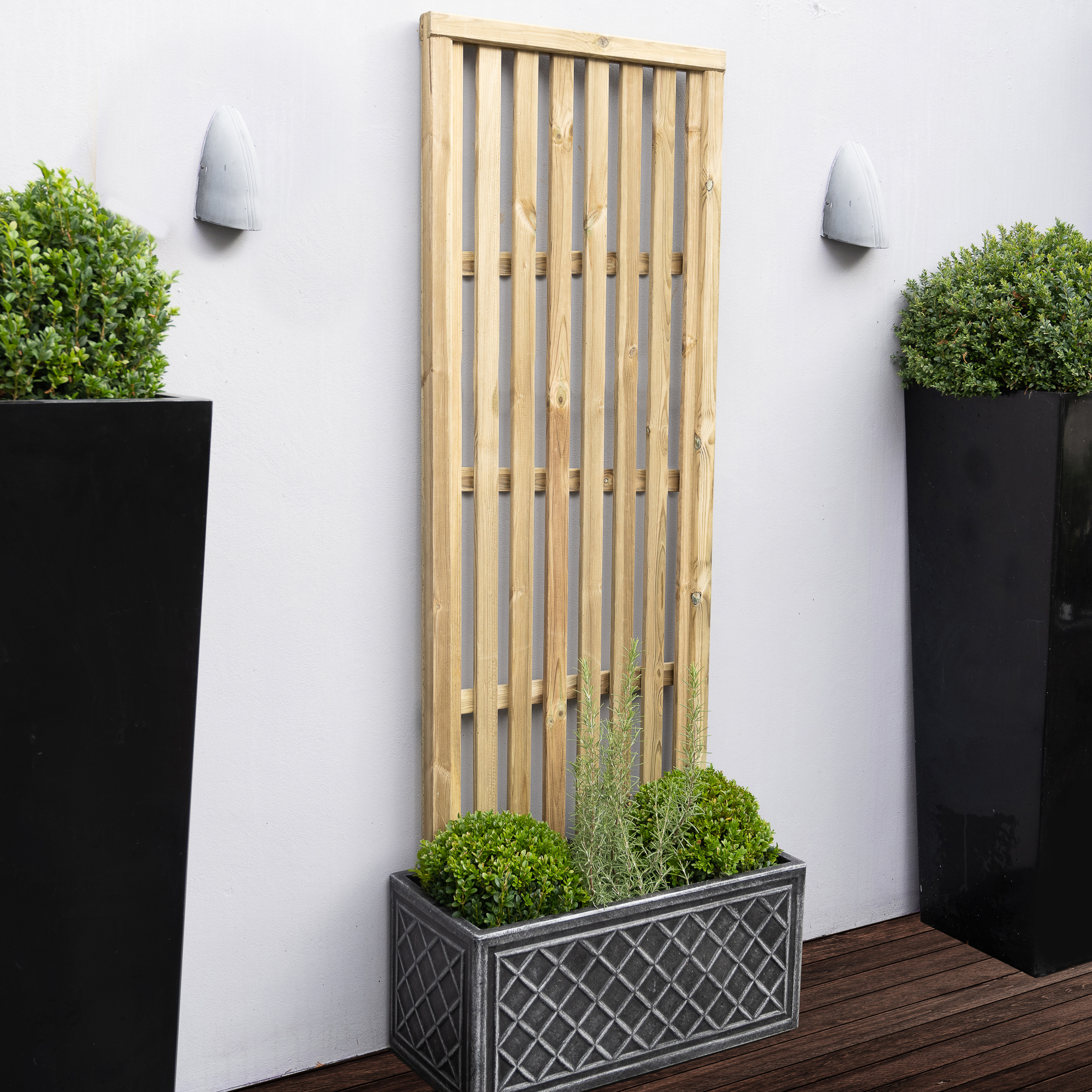 Image of Forest Garden Pressure Treated Vertical Slatted Screen - 1800 x 600mm - 6ft x 2ft - Pack of 3