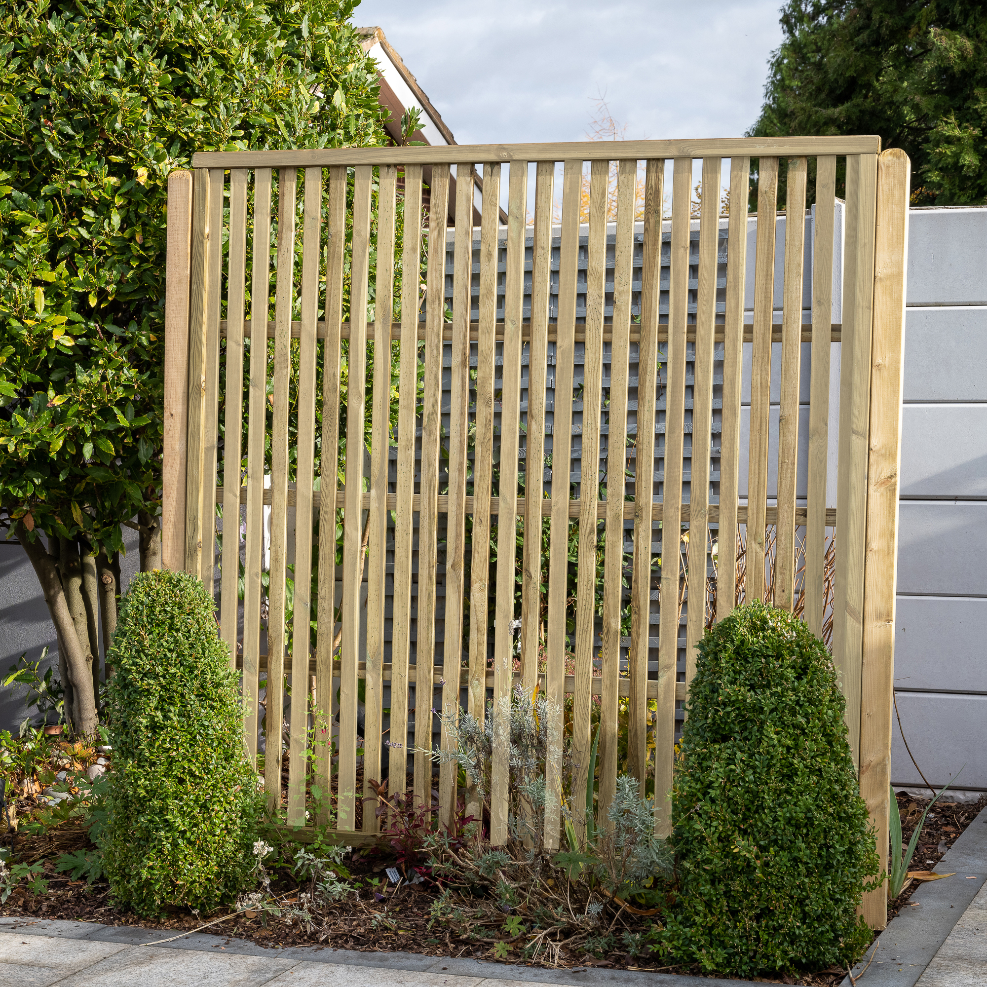 Image of Forest Garden Pressure Treated Vertical Slatted Screen - 1800 x 1800mm - 6ft x 6ft - Pack of 3