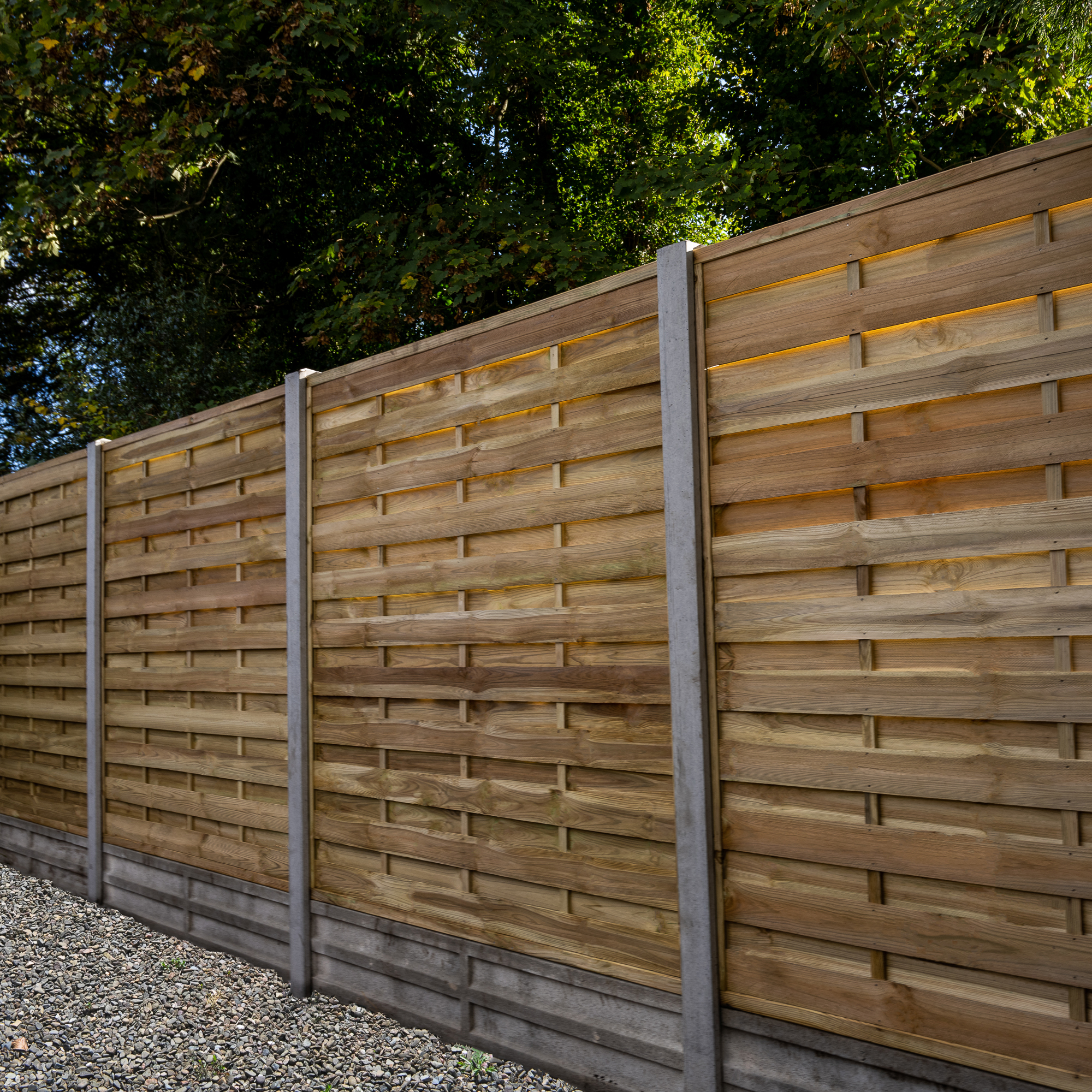 Image of Forest Garden Pressure Treated Decorative Flat Top Fence Panel - 1800 x 1800mm - 6 x 6ft - Pack of 3
