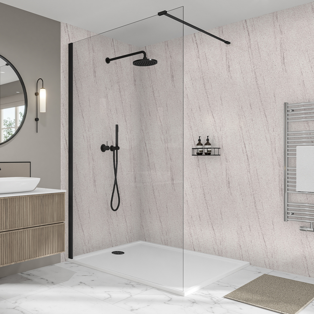 Image of Mermaid Elite Mont-Blanc Granite Post Form 10mm Single Shower Panel - 2420 x 1200mm